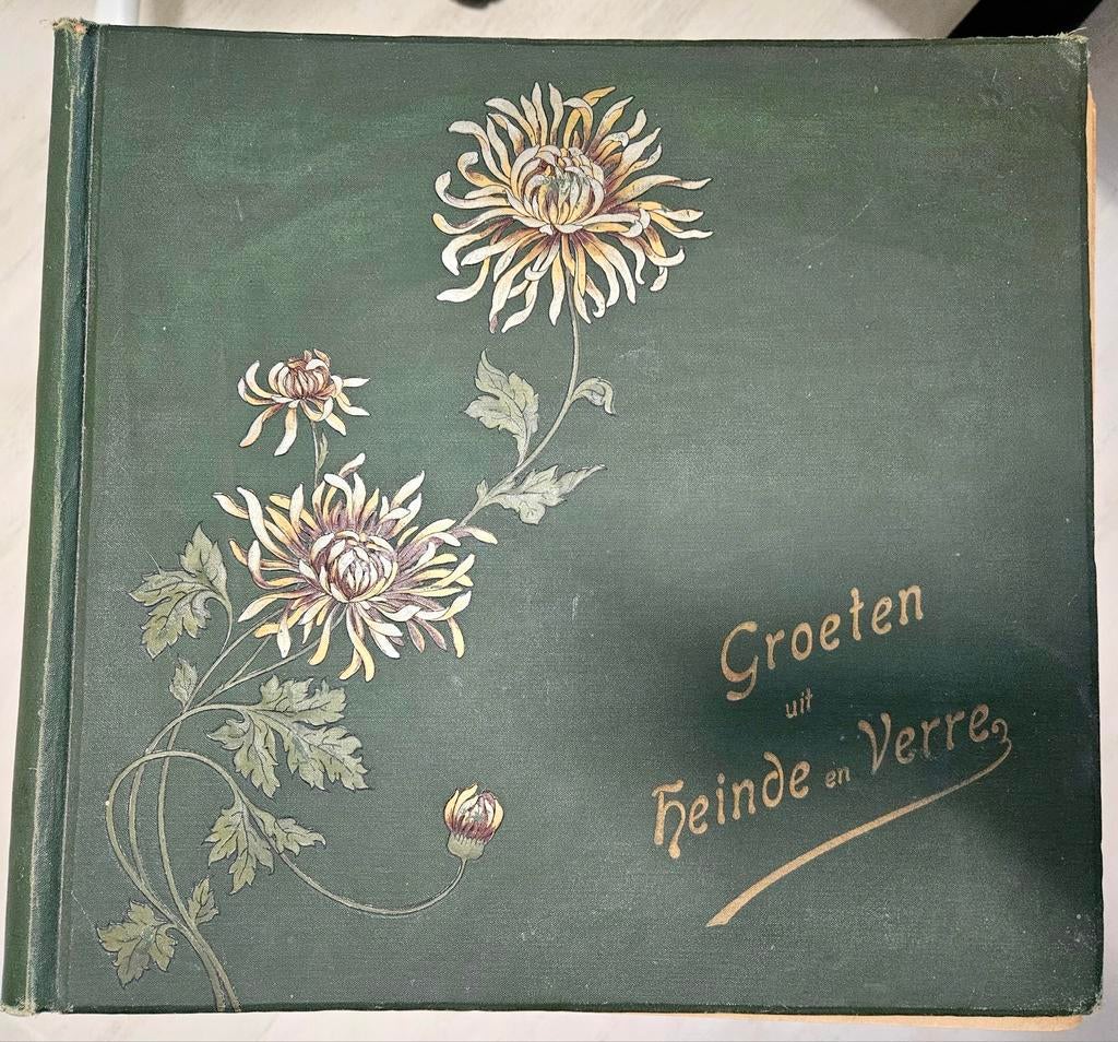 Groot vintage fotoalbum Jugendstil chrysanten decoratief, Ophalen of Verzenden, Onbekend