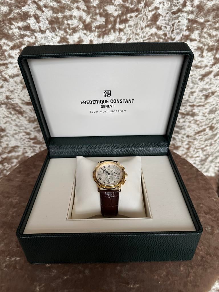 Frederique Constant horloge CLASSICS QUARTZ CHRONOGRAPH, Overige merken, Leer, Polshorloge, Ophalen of Verzenden