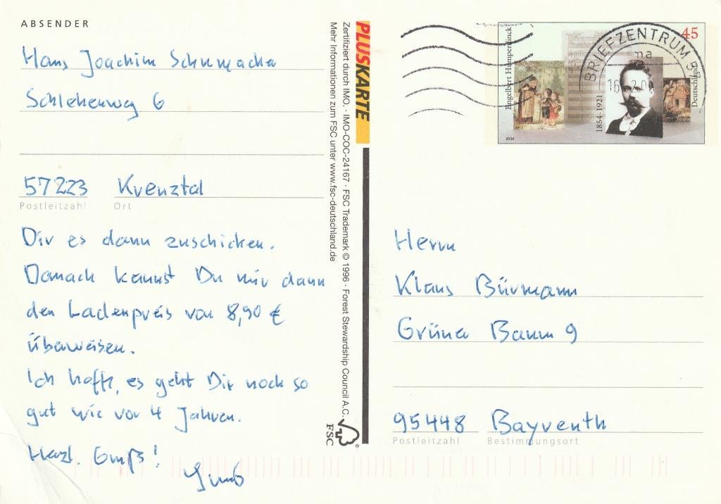 Briefkaart uit Duitsland 2006. Zie afbeelding., Ophalen of Verzenden, Briefkaart