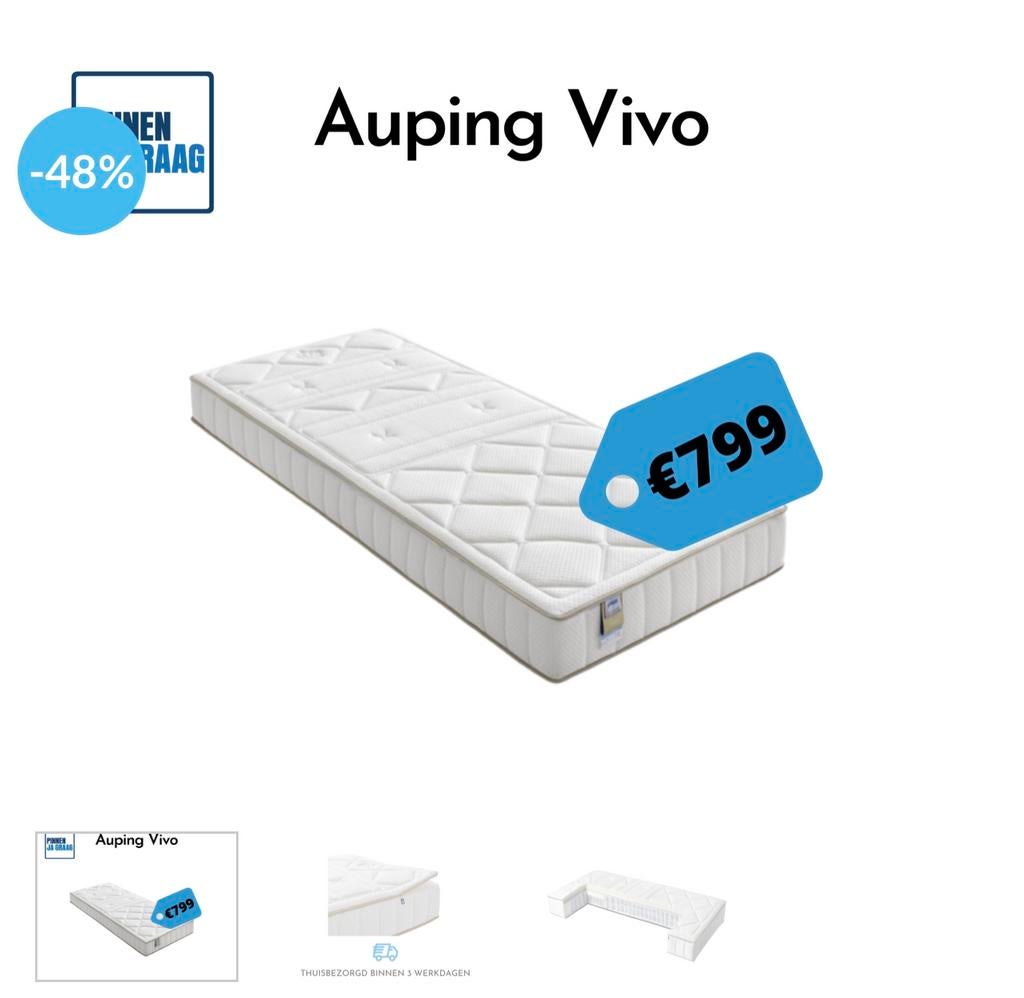 299,- Auping sale auping matrassen outlet op=op, Ophalen, 90 cm, 210 cm, Matras