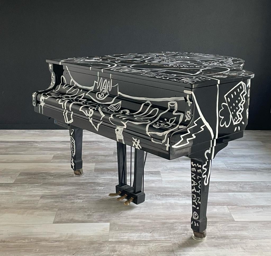 Petrov V (159cm) vleugel tevens uniek kunstobject, Ophalen, Gebruikt, Zwart, Hoogglans