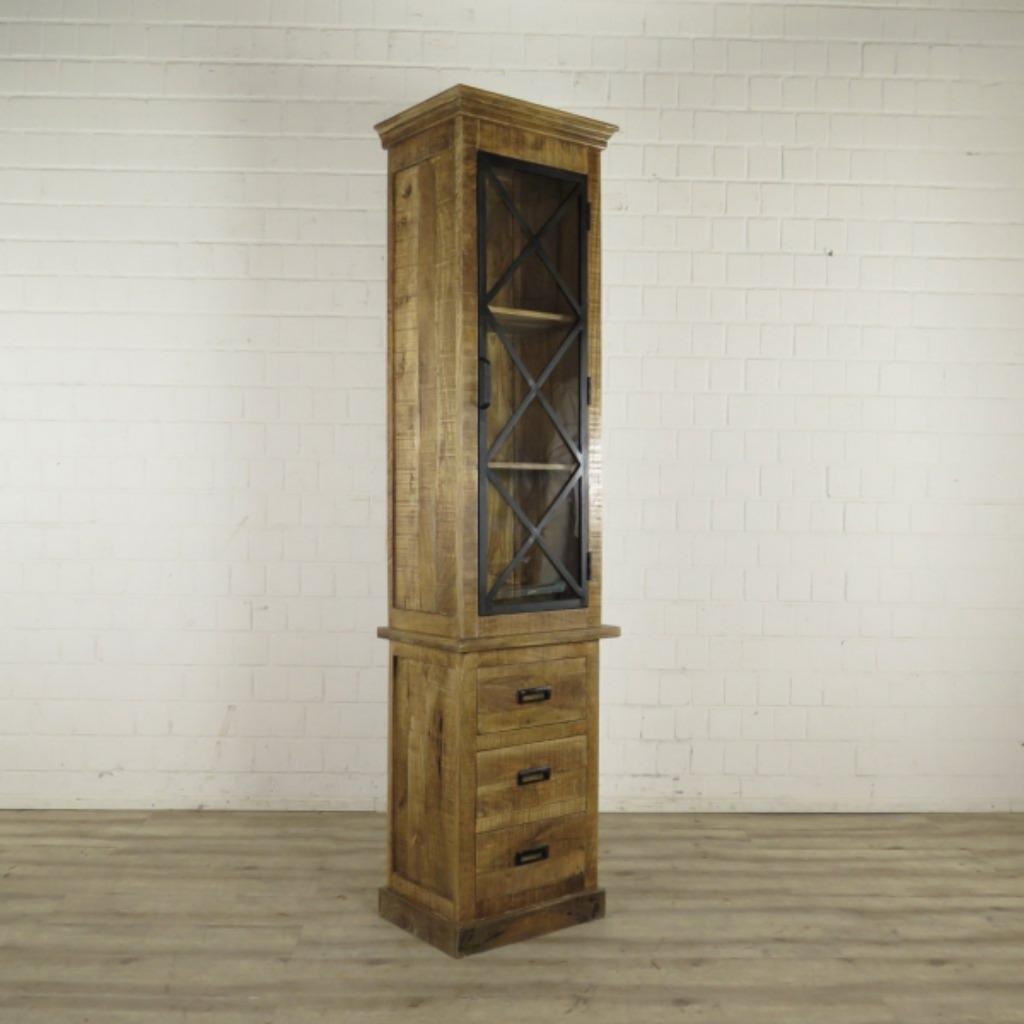 19980 Vitrine kast, mangohout, 0.55 m, Huis en Inrichting, Kasten | Vitrinekasten, Nieuw, Industrieel, Glas, 200 cm of meer