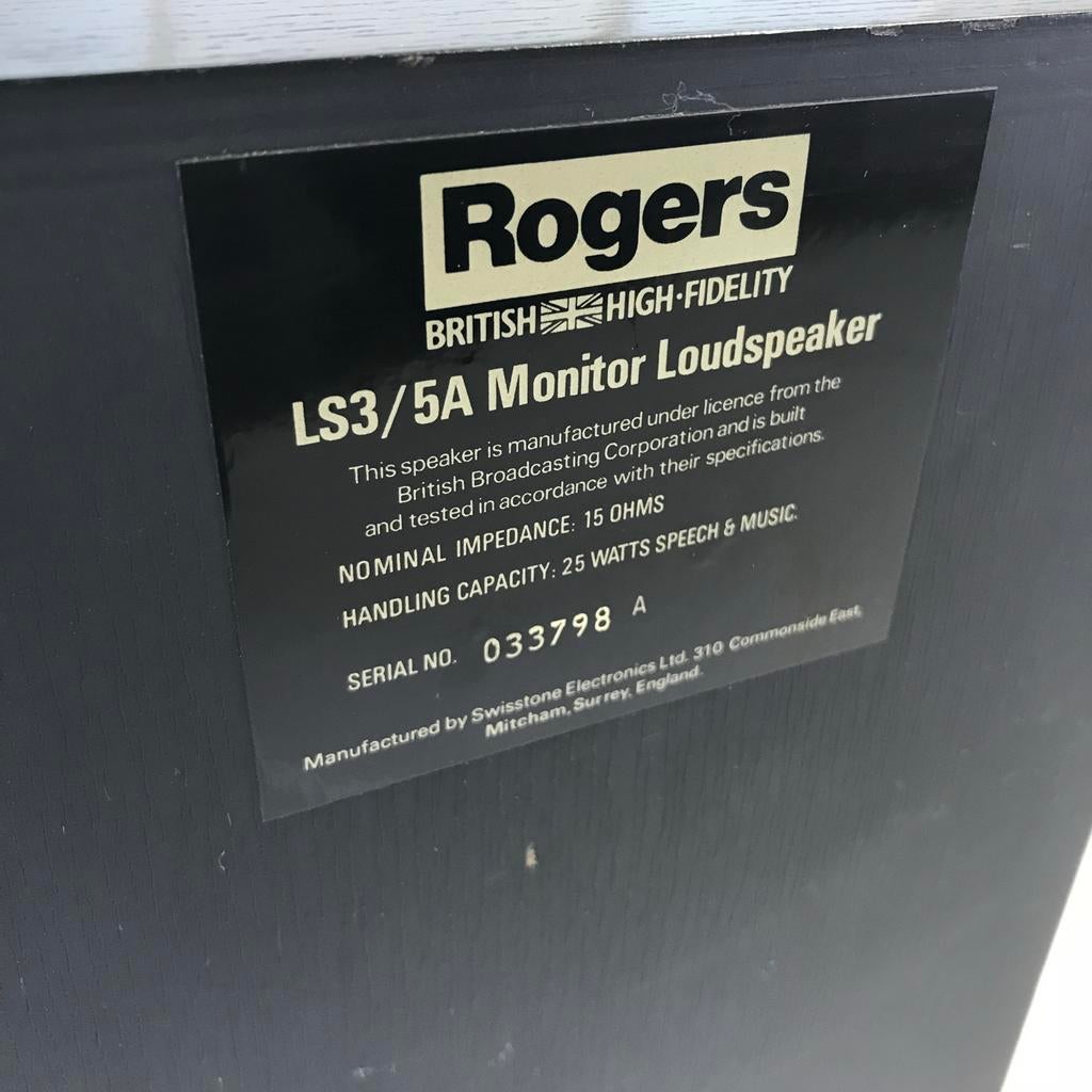 Rogers LS3/5A Monitor Speakers – Swisstone 15 Ohm Label, Audio, Tv en Foto, Luidsprekers, Gebruikt, Front, Rear of Stereo speakers