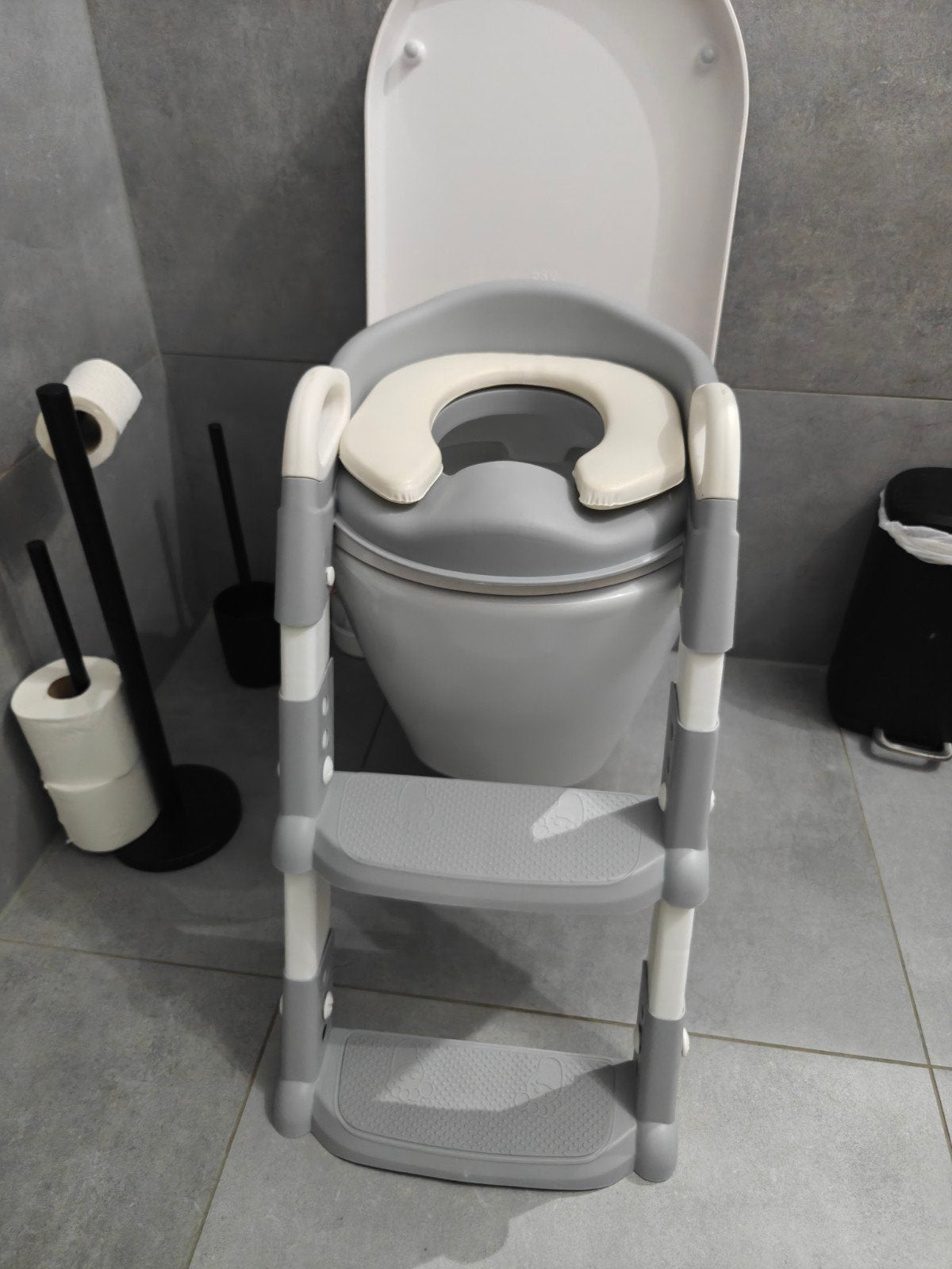 Kinder toiletverkleiner met opstapje - Grijs/Wit, Kinderen en Baby's, Kinderspulletjes, Ophalen