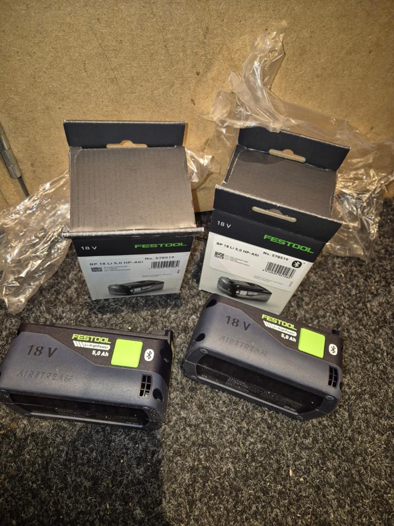 2 festool accu's 18v 5.0ah airstream bluetooth High-power, Ophalen of Verzenden, Nieuw