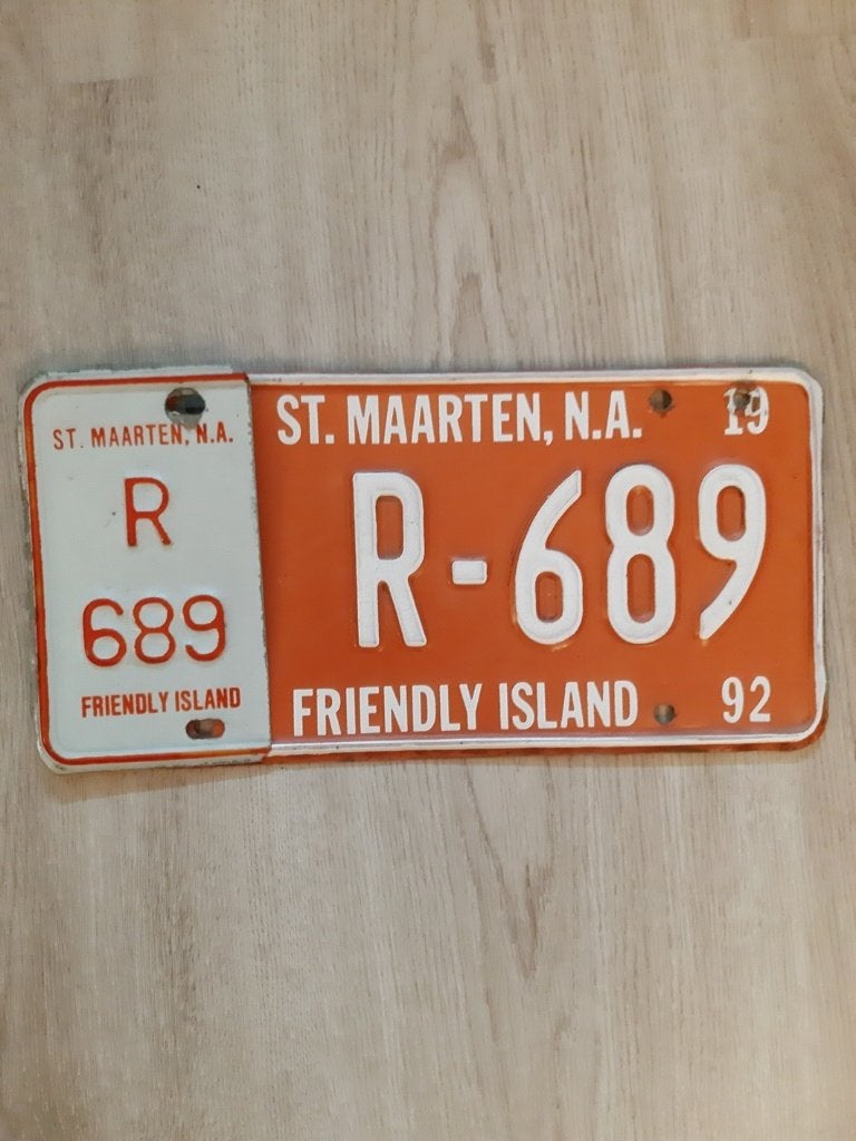 Nummerbord Sint Maarten uit 1992, Verzenden, Gebruikt, Auto's