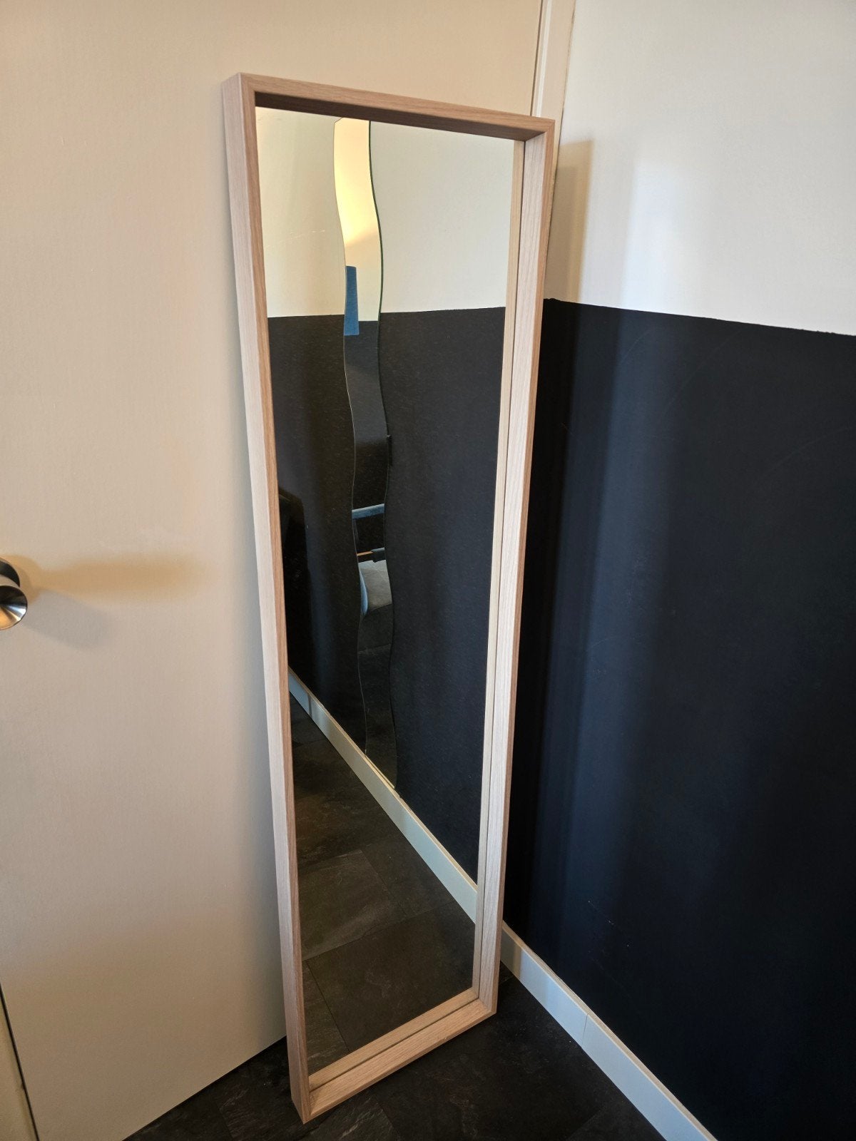 Lange spiegel met houten frame/Passpiegel, Ophalen, Minder dan 50 cm, Zo goed als nieuw, 150 tot 200 cm