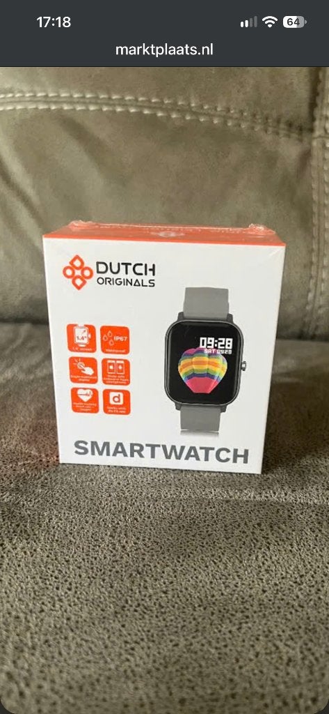 smartwatch, Ophalen of Verzenden, Nieuw, Zwart, Android