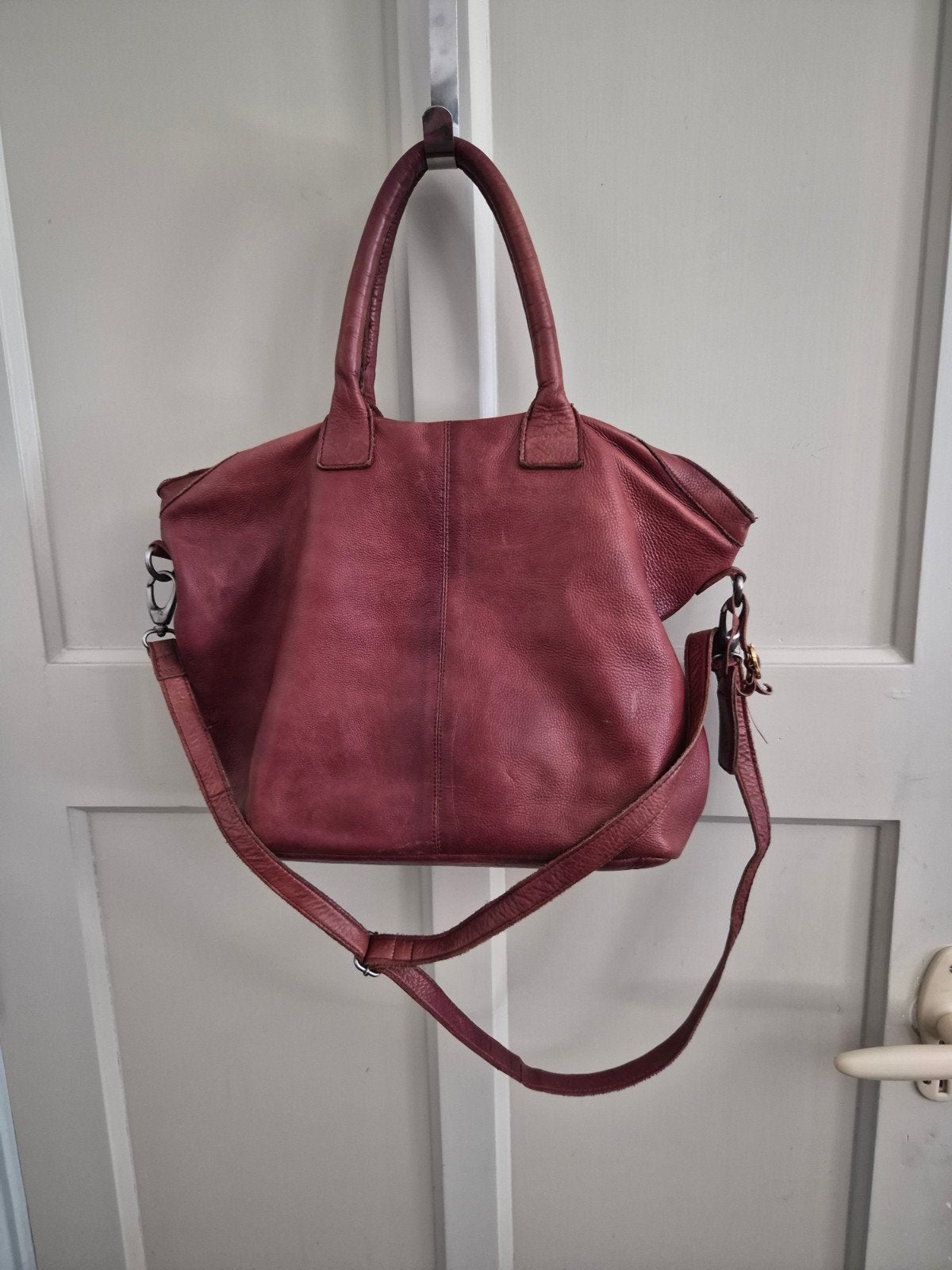Cowboysbag Handtas en Portemonnee Set - Bordeauxrood Leer, Ophalen of Verzenden, Gebruikt, Rood, Handtas