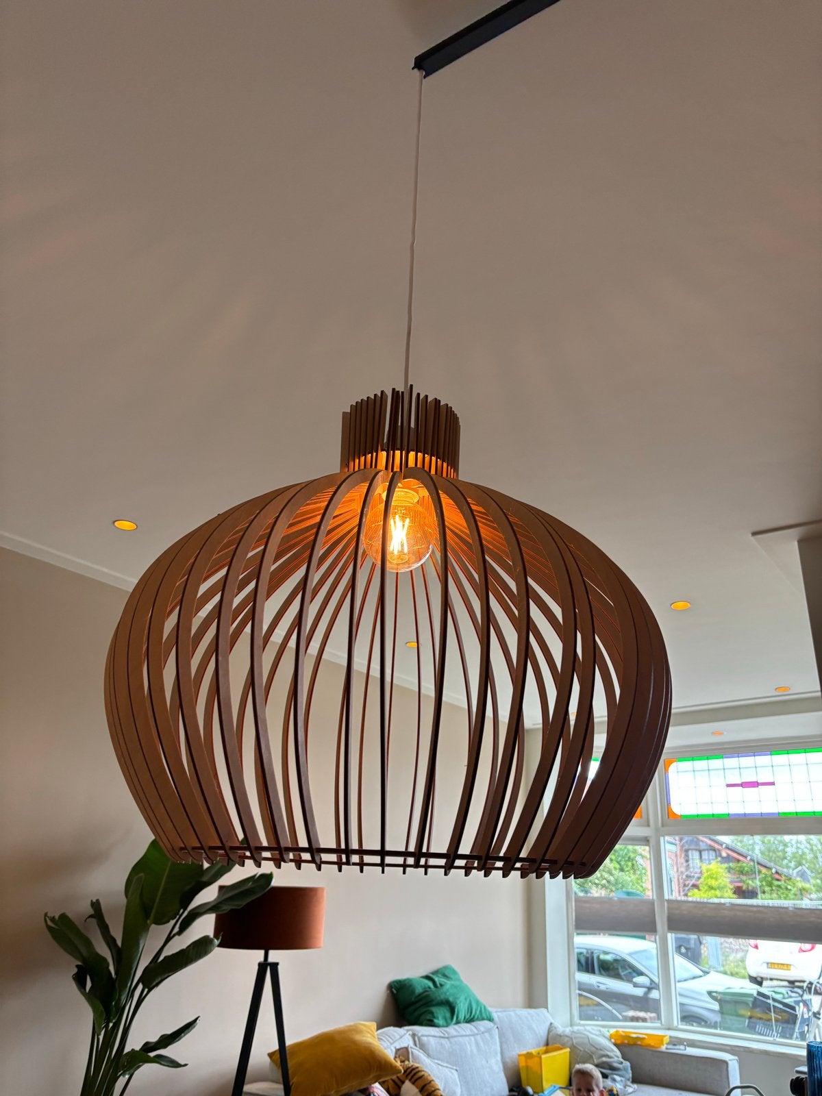 Nordestic Hanglamp Hout - Modern Design, Ophalen, Zo goed als nieuw, Hout, E27 (groot)