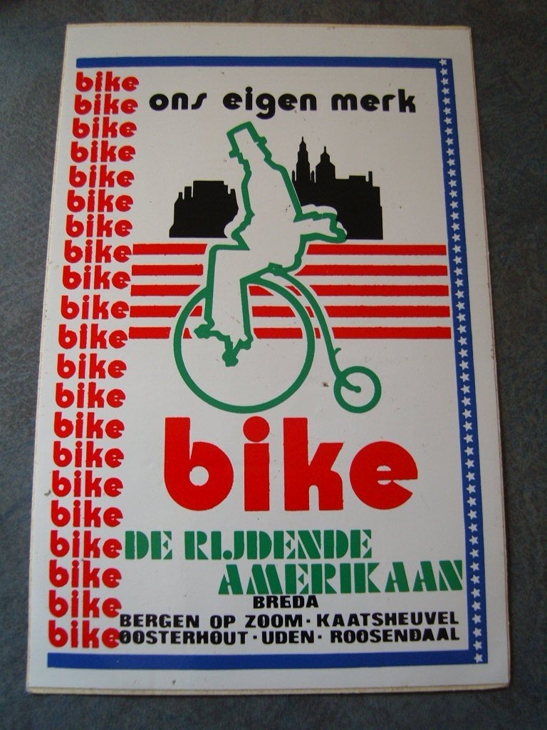 sticker bike van de rijdende amerikaan kaatsheuvel uden ea *, Ophalen, Zo goed als nieuw