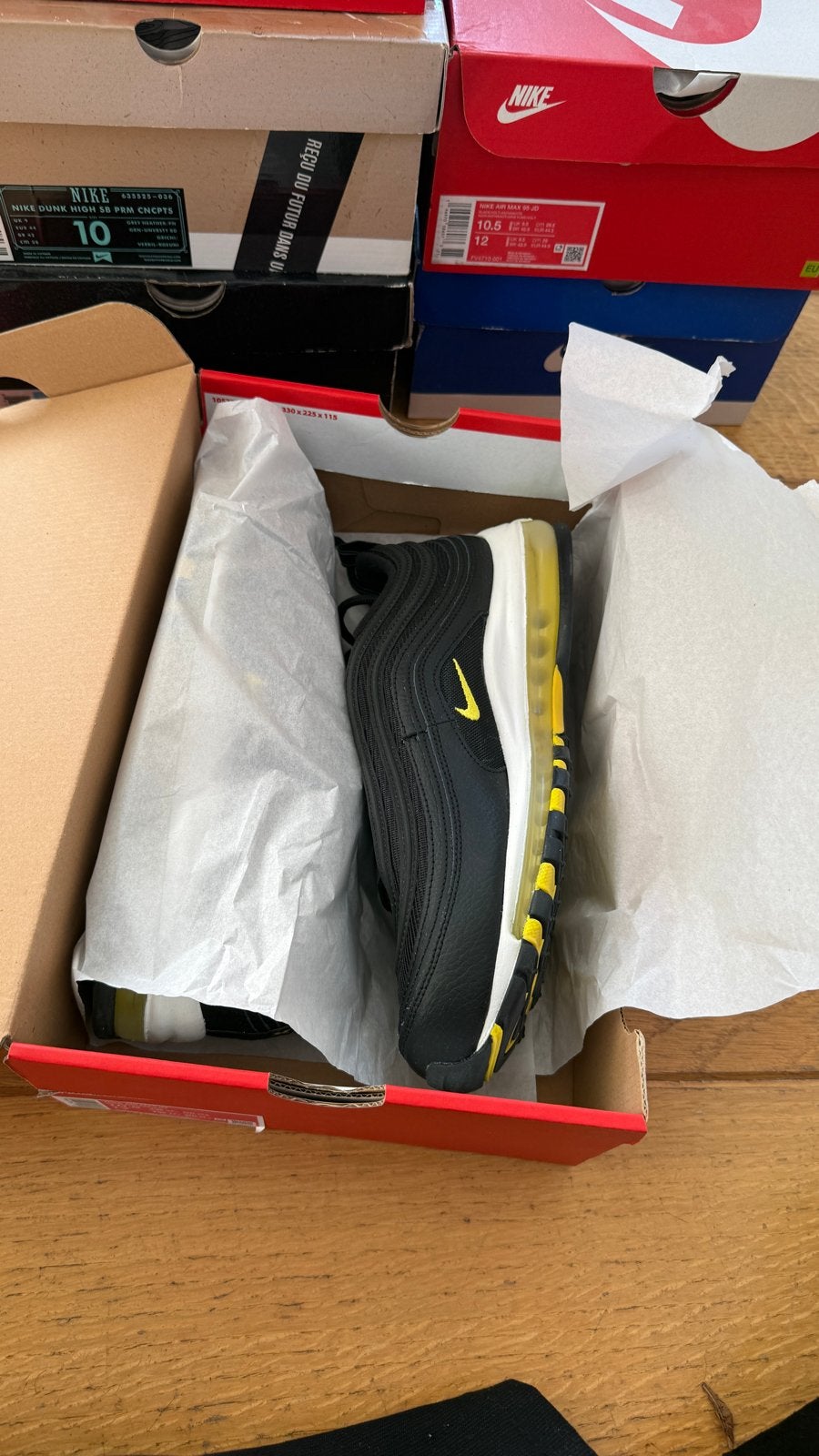 Nike Air Max 97 Black Opti Yellow - Nieuw in doos, Ophalen of Verzenden, Nieuw, Zwart, Sneakers of Gympen