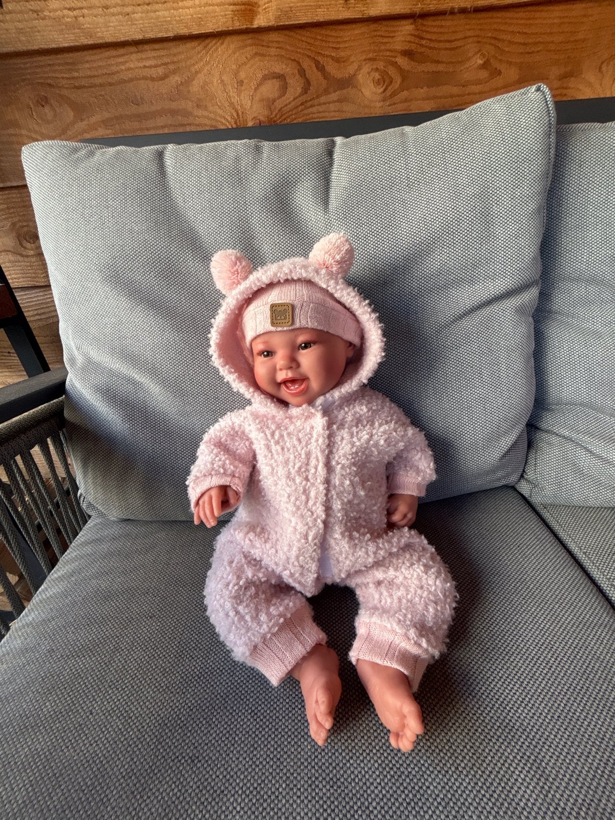 Llorens babypop met geluid en babynestje - Zo goed als nieuw, Ophalen, Zo goed als nieuw, Babypop
