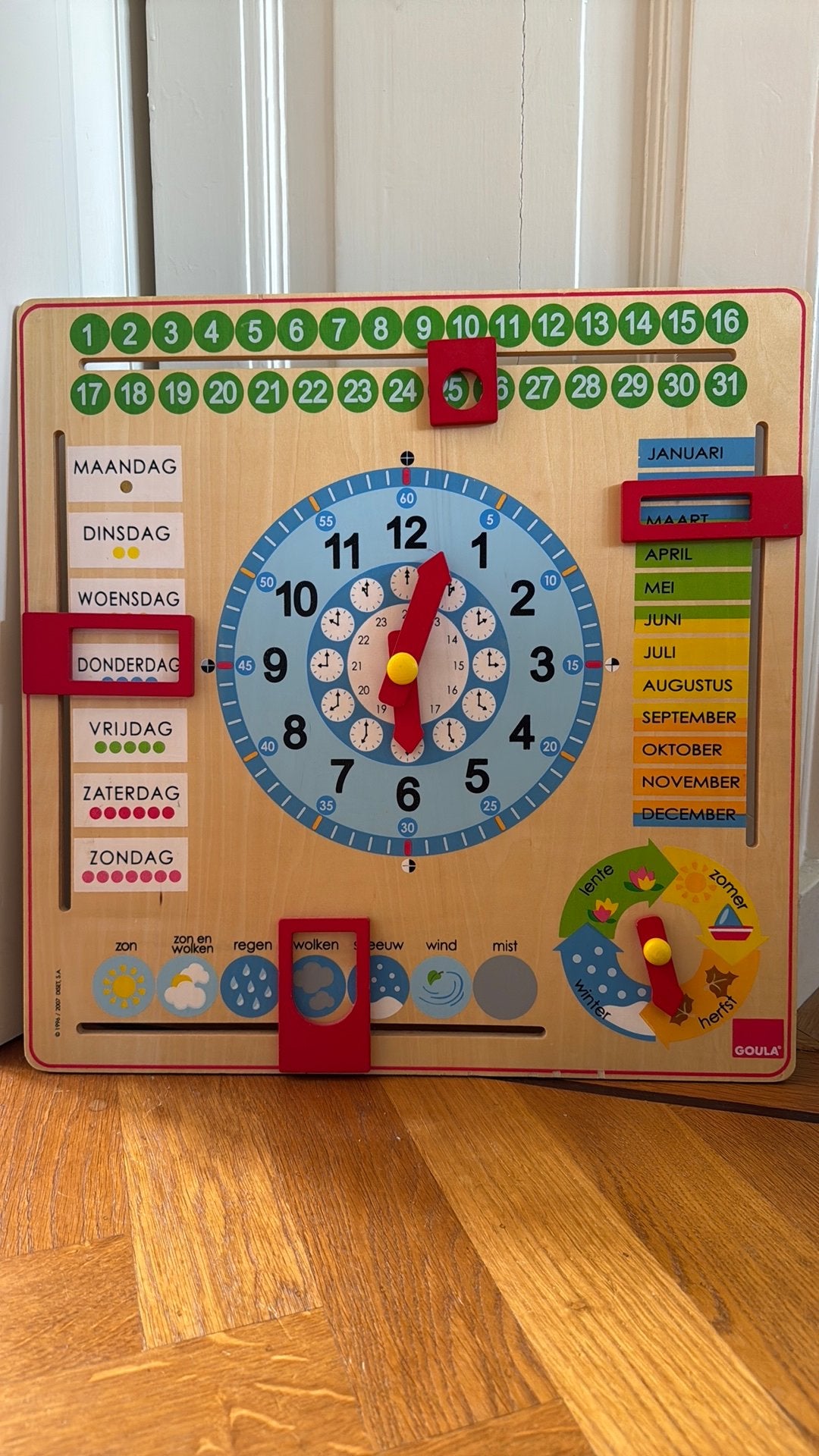 Klok, kalender, en meer, Kinderen en Baby's, Speelgoed | Houten speelgoed, Ophalen, Zo goed als nieuw