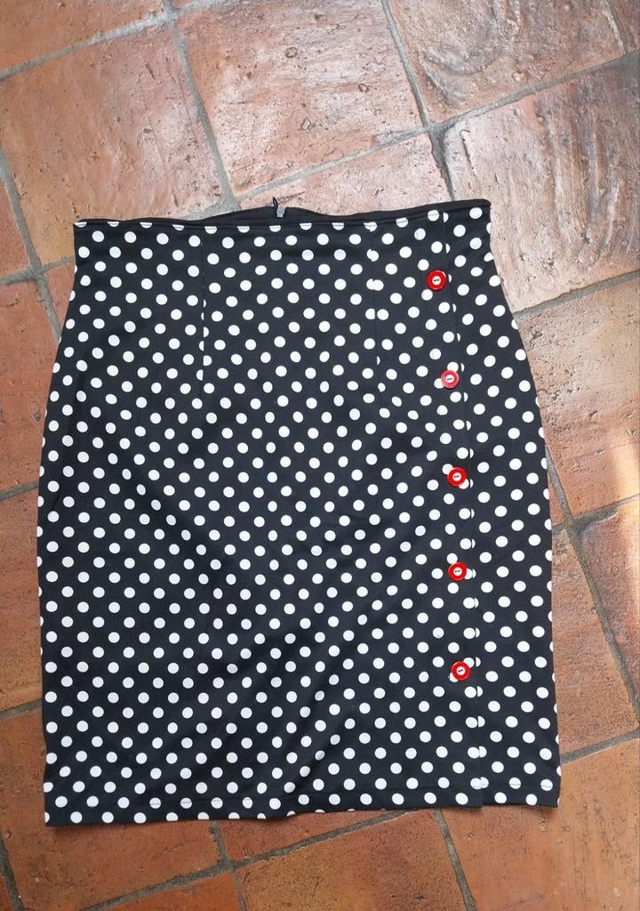 La Talulabelle, zwart/wit polkadot rok, maat 42, Kleding | Dames, Rokken, Zwart, Maat 42/44 (L), Ophalen of Verzenden, Zo goed als nieuw