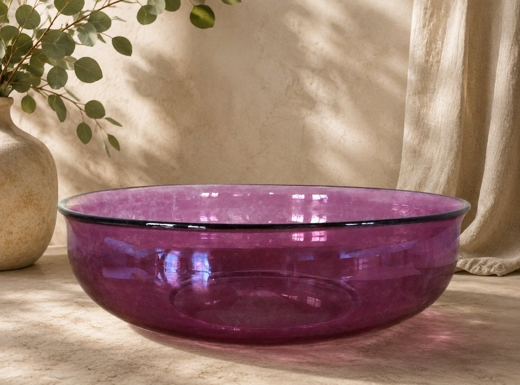 Grote schaal van glas met pontilmerk, handgevormd, Glas, Handgemaakt, Ophalen of Verzenden, Schaal