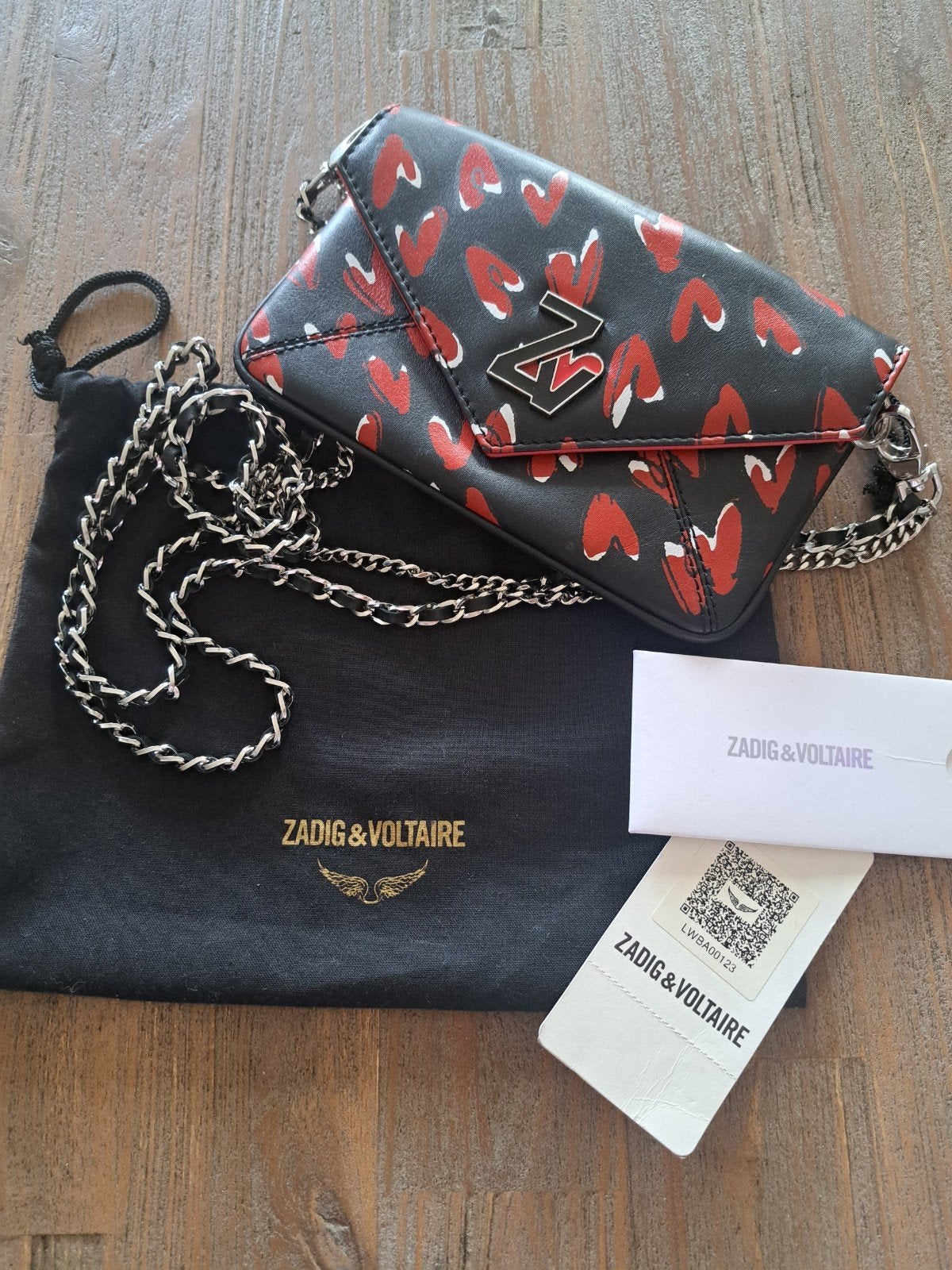 Zadig & Voltaire Rockeur Nano Small Heart Tasje, Sieraden, Tassen en Uiterlijk, Ophalen of Verzenden, Zo goed als nieuw, Zwart