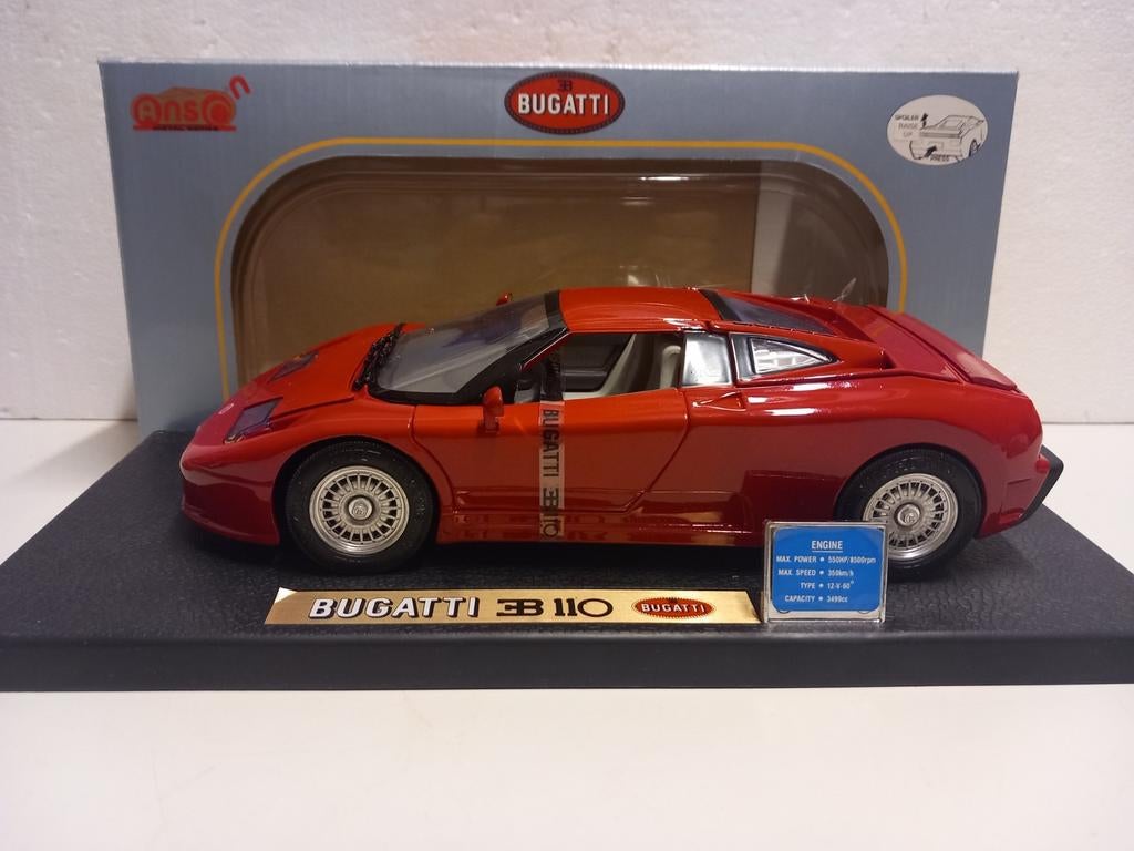 Bugatti EB 110 rood 1992 Anson metal 1:18 KRD, Ophalen of Verzenden, Zo goed als nieuw, Auto, Anson