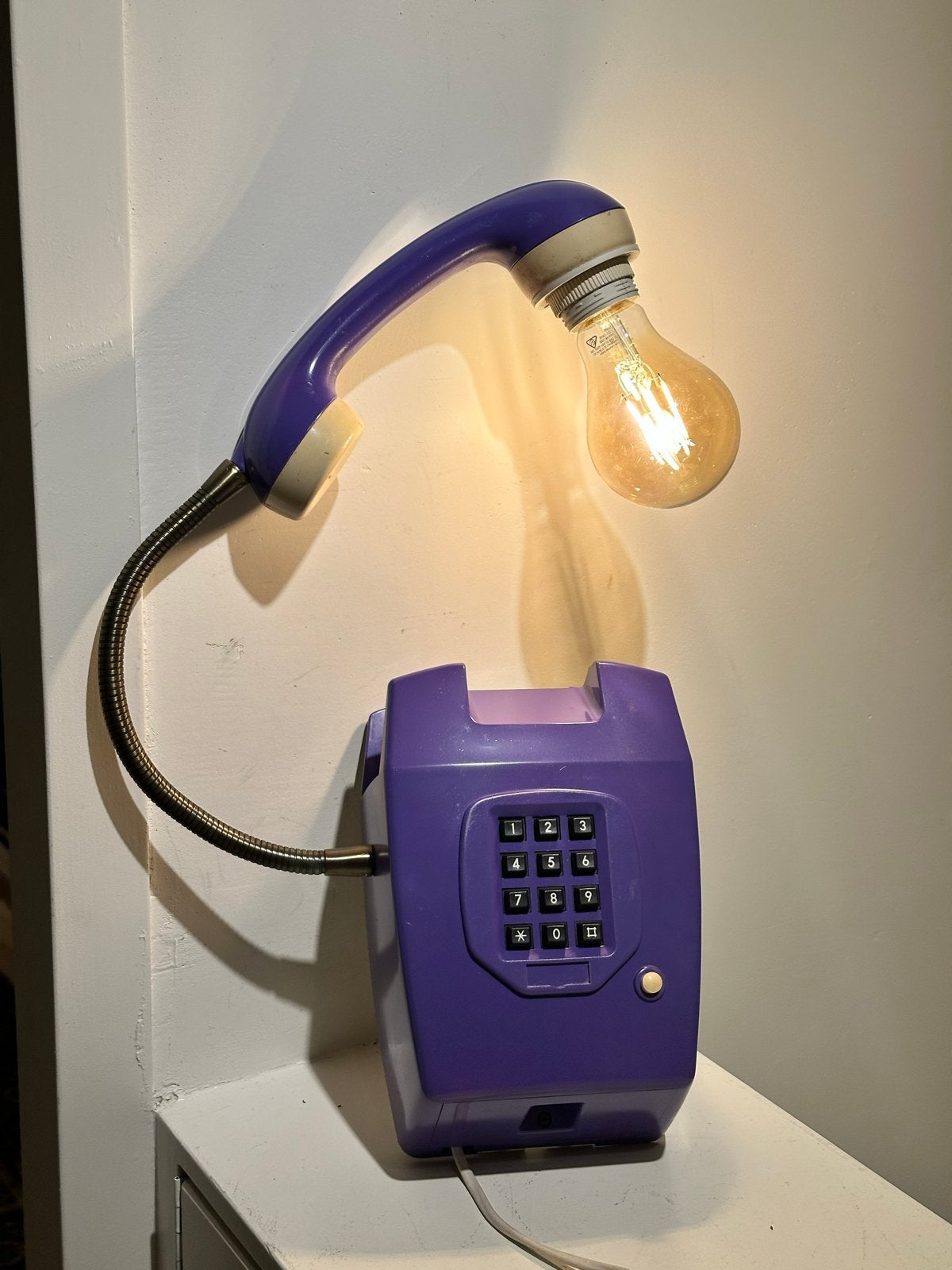 Vintage paarse HangTelefoonlamp, Ophalen of Verzenden