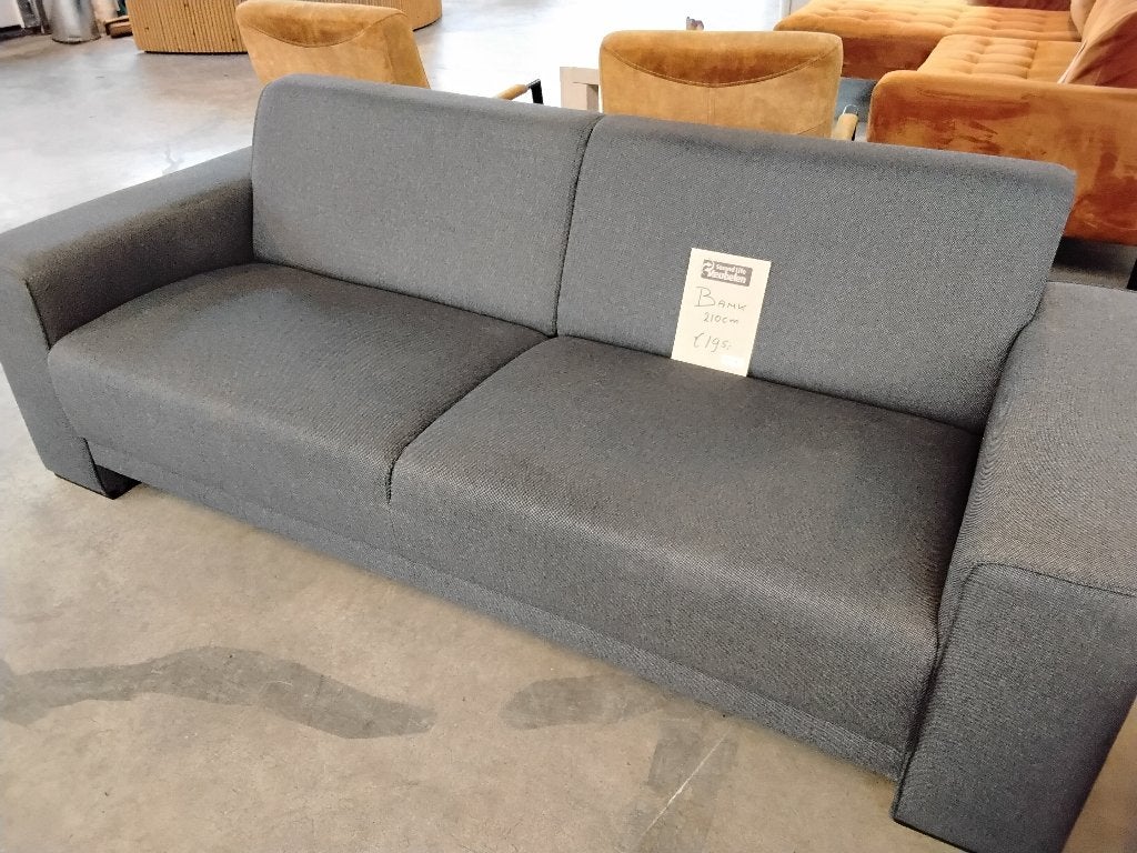 Bankstel 2-delig, grijze stof. Mooi! Second Life Wolvega., Huis en Inrichting, Banken | Bankstellen, Ophalen, 75 tot 100 cm, Zo goed als nieuw