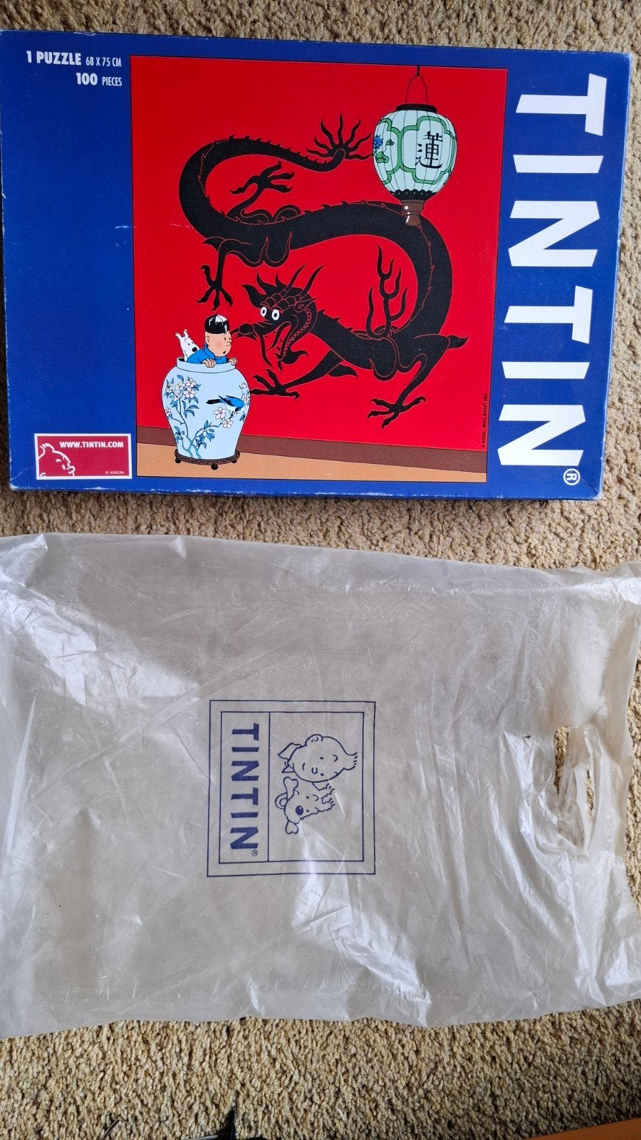 Tintin Legpuzzel - 100 Stukjes - Draak, Ophalen of Verzenden, Minder dan 500 stukjes, Zo goed als nieuw, Legpuzzel