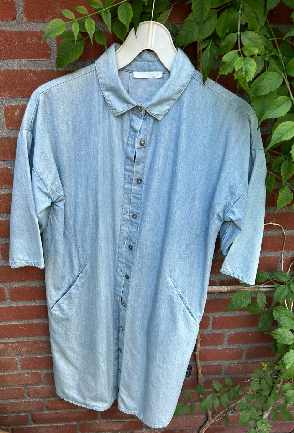 By Bar spijkerjurk overhemdjurk doorknoopjurk stone washed, Kleding | Dames, Ophalen of Verzenden, Zo goed als nieuw, Blauw, Boven de knie