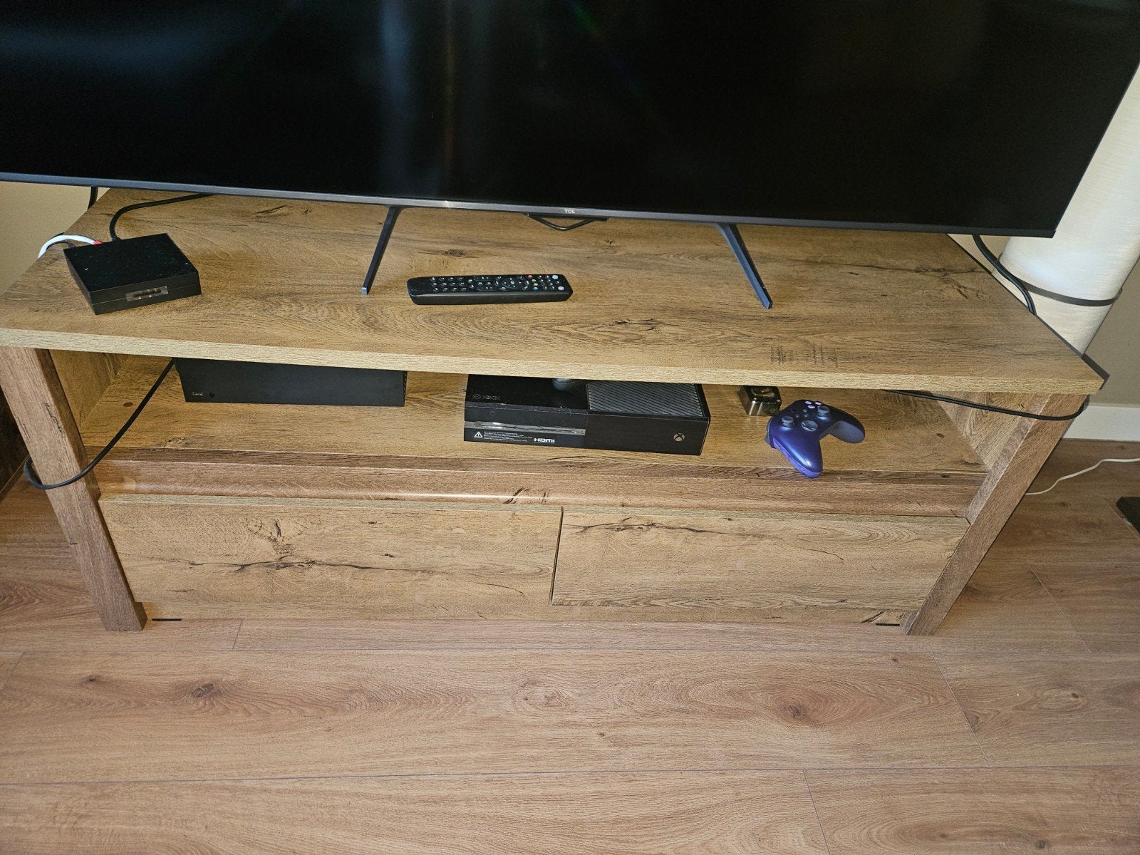 Houten TV-meubel met opbergruimte, 100 tot 150 cm, Ophalen of Verzenden, Zo goed als nieuw, Minder dan 100 cm