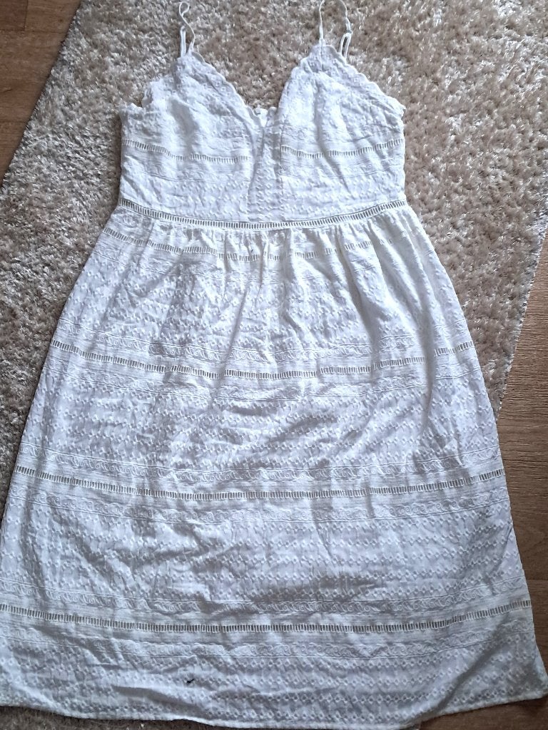 Mooie broderie jurk maat 46 NIEUW, H&M, Wit, Maat 46/48 (XL) of groter, Nieuw