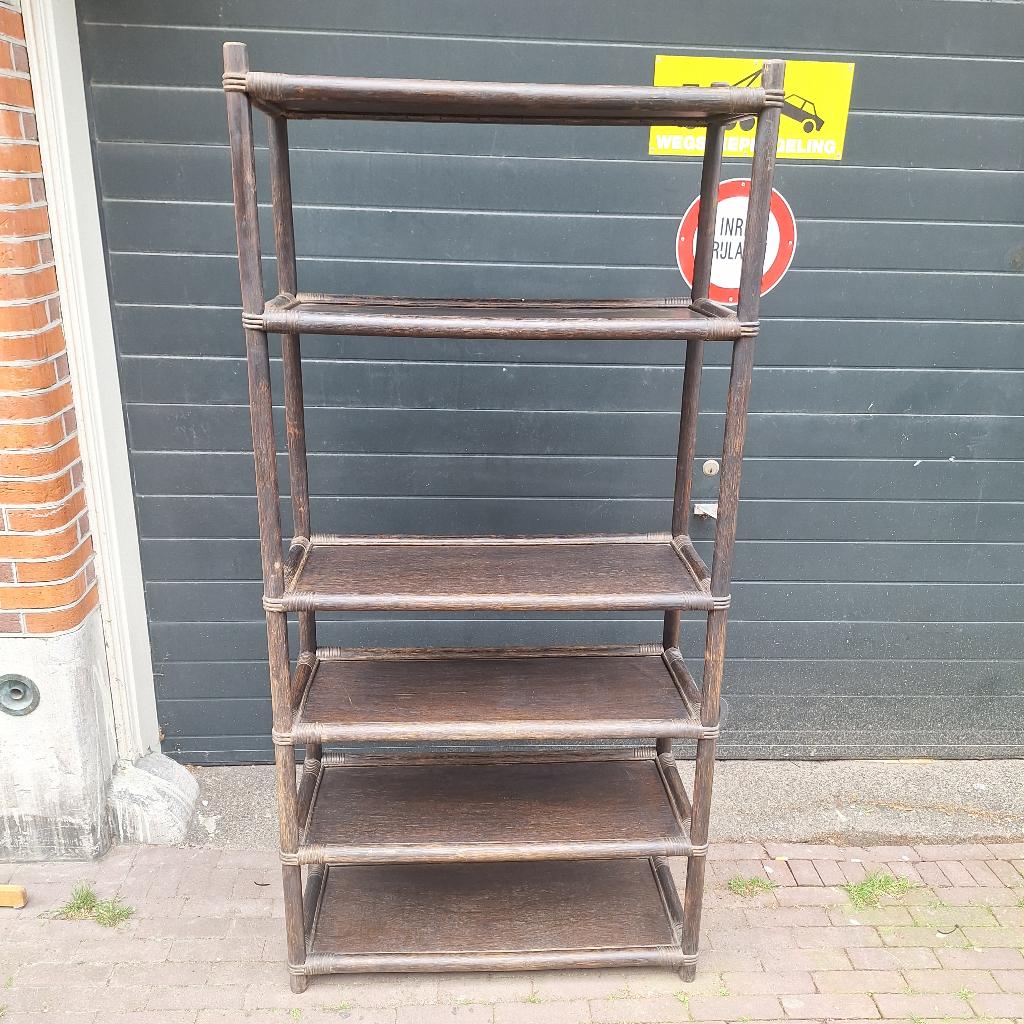 Vintage Bamboe Open Kast / Boekenkast / Stellingkast, Huis en Inrichting, Ophalen, Met plank(en), Gebruikt, Overige materialen