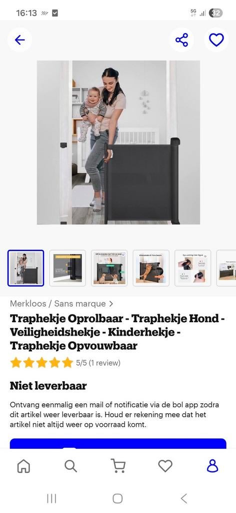 Oprolbaar traphekje - Veiligheidshekje - Kinderhekje, Ophalen of Verzenden, 115 cm of meer