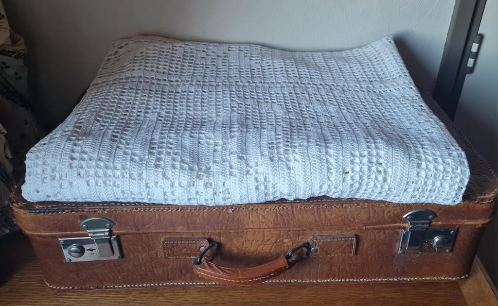 Vintage gehaakte sprei Handgemaakt wit katoen, Ophalen of Verzenden, Nieuw