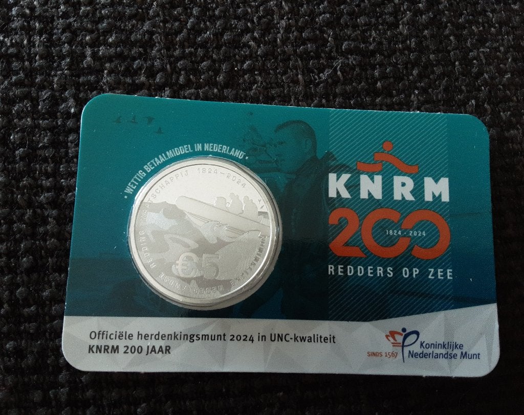 KNRM 200 jaar munt, 5 euro munt, Postzegels en Munten, Ophalen of Verzenden, Koningin Beatrix, Euro's, Losse munt