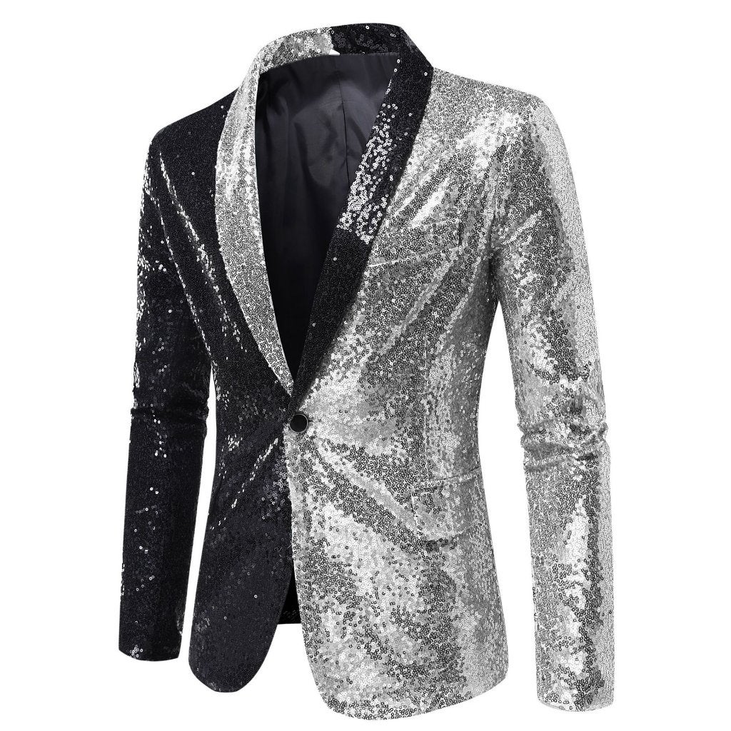 Heren zilveren zwart glitter colbert / mannen blazer paillet, Verzenden, Nieuw, Overige maten, Overige kleuren