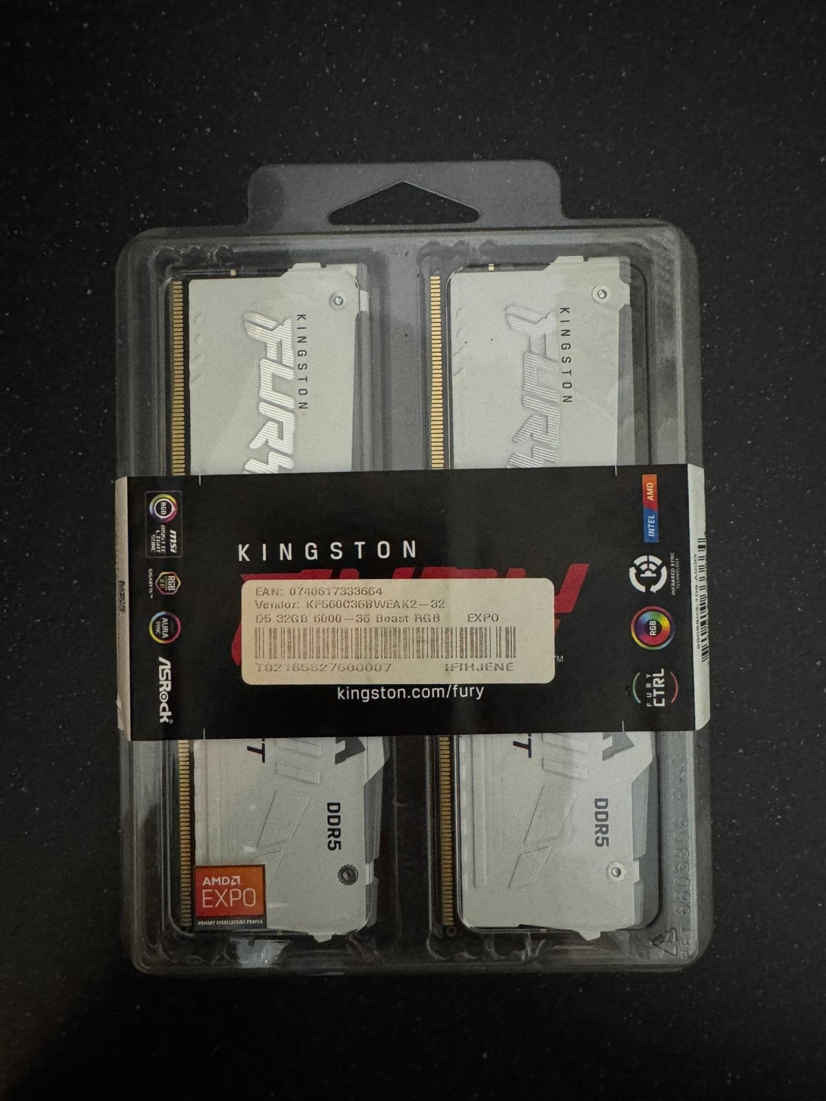 Kingston FURY Beast RGB 32GB DDR5-6000 CL36 –Nieuw & Geseald, Ophalen, 32 GB, Nieuw, Desktop