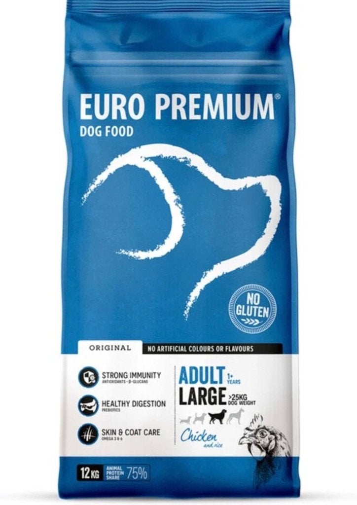 Euro Premium - Adult Large - Hondenvoer - Kip Rijst 12kg, Ophalen, Hond