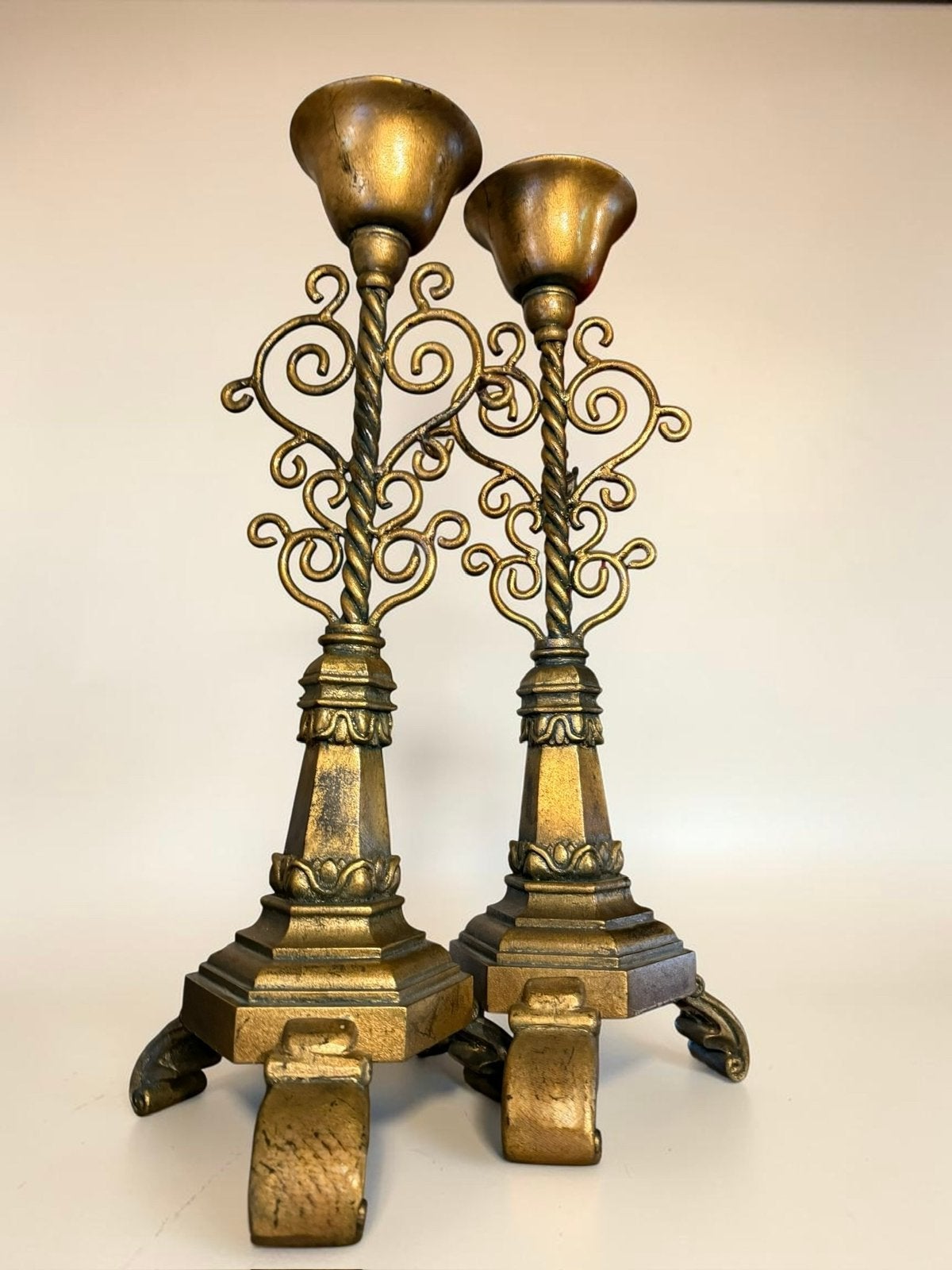 Set van twee grote vintage kandelaren - 55 cm -, Huis en Inrichting, Overige merken, 55 cm, Ophalen of Verzenden, Zo goed als nieuw