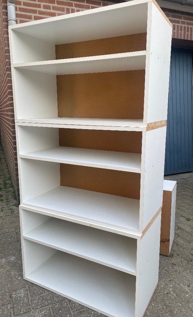 4 witte kastjes meubelplaat t.e.a.b., Huis en Inrichting, Kasten | Overige, Ophalen, Gebruikt