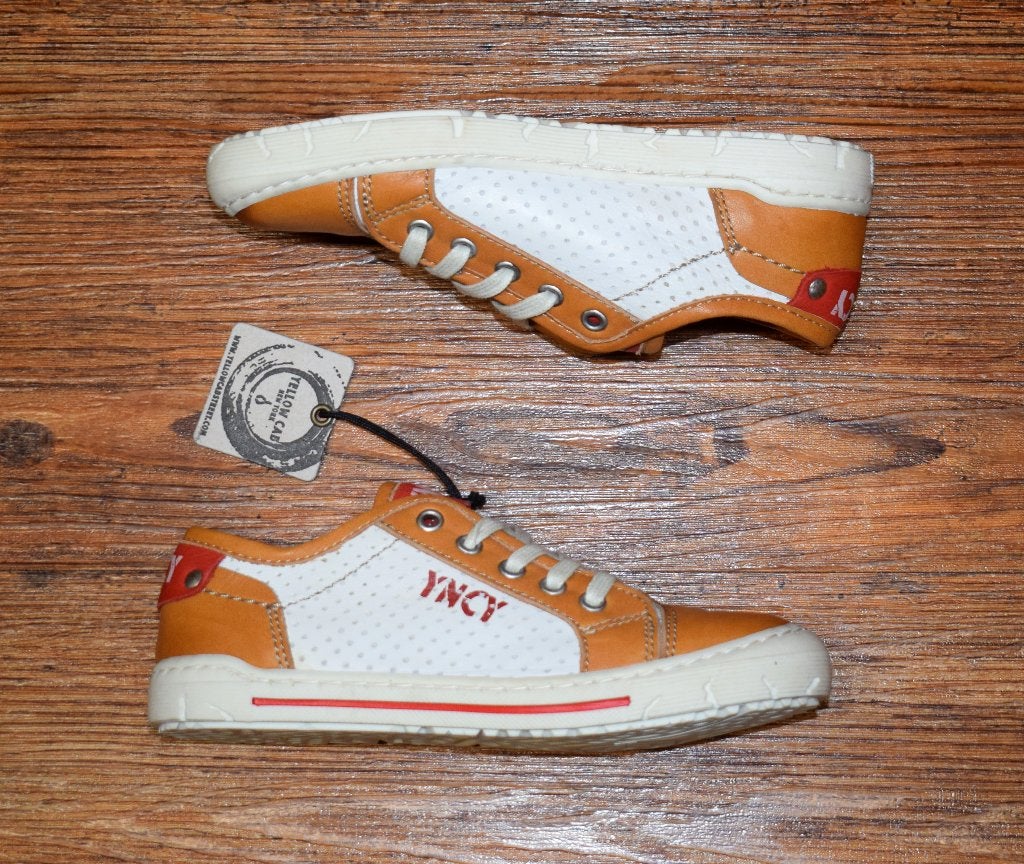 YELLOW CAB - leren sneakers wit cognac - maat 31, Schoenen, Nieuw, Ophalen of Verzenden, Jongen
