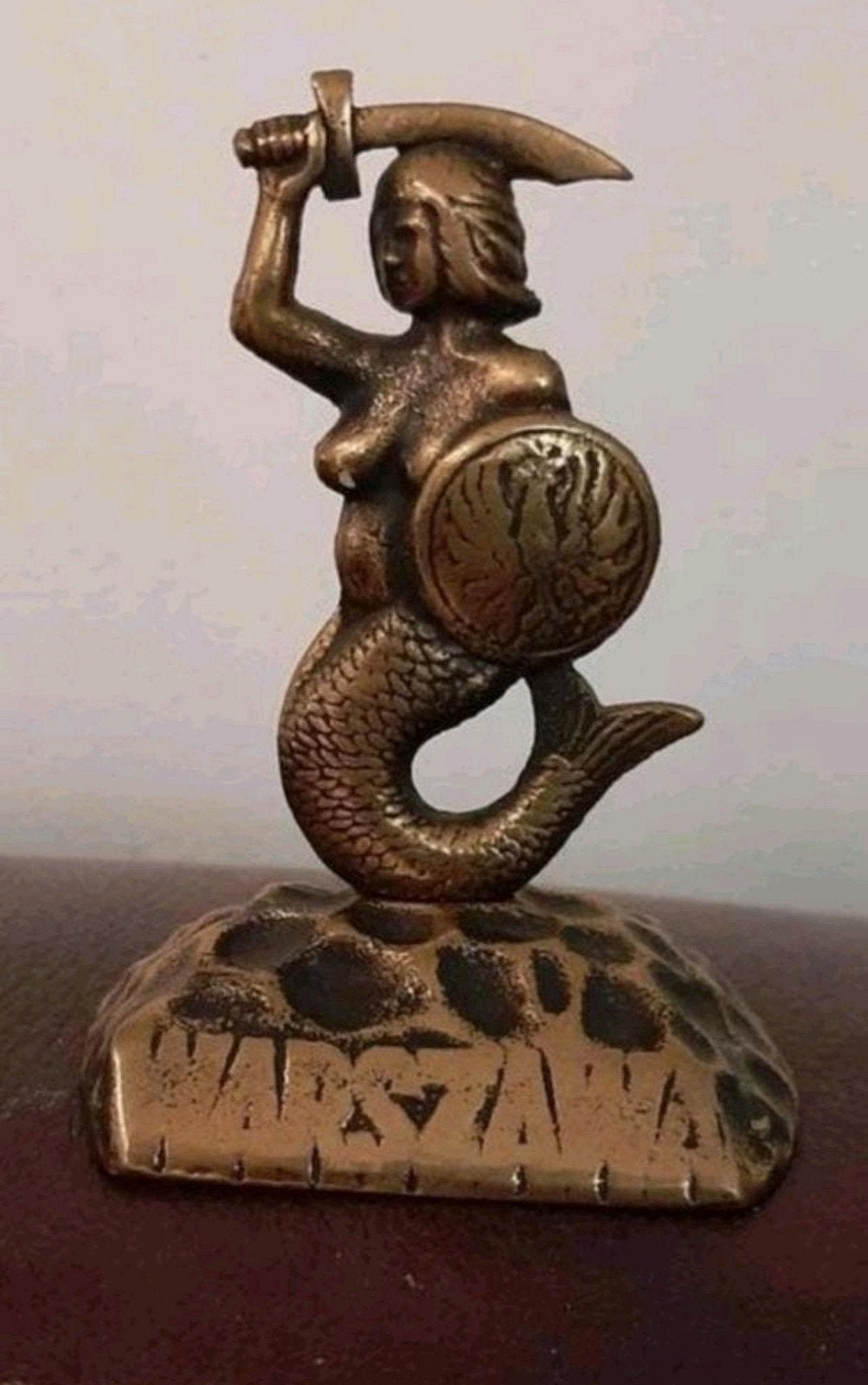 Warschau Zeemeermin Bronzen Beeldje, Antiek en Kunst, Antiek | Koper en Brons, Ophalen of Verzenden