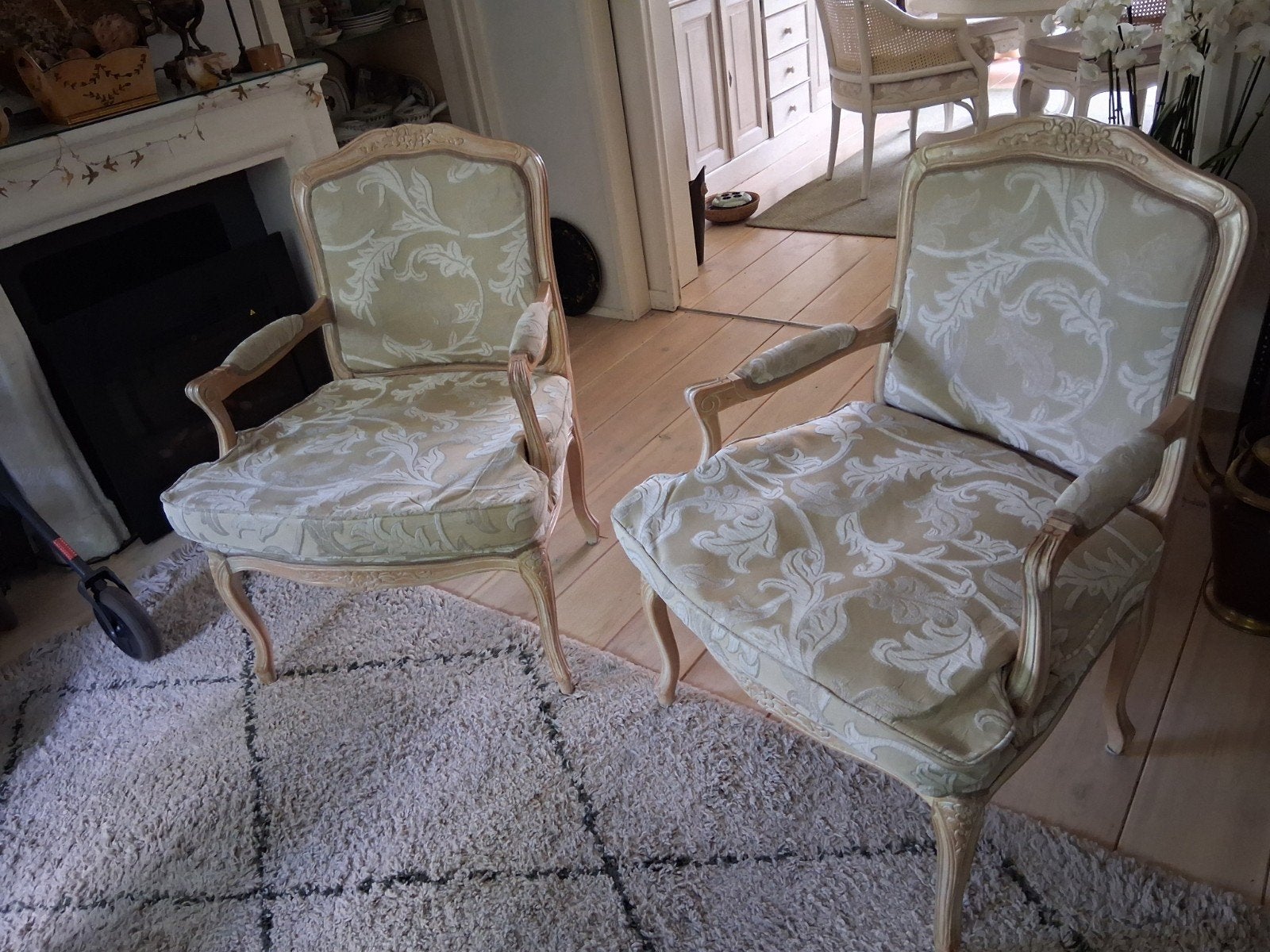 twee barok fauteuils creme, Ophalen, Hout, Gebruikt, Barok