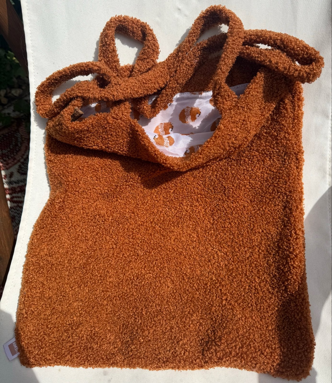 Bruine teddy shopper met egelprint voering nieuw, Ophalen of Verzenden, Nieuw