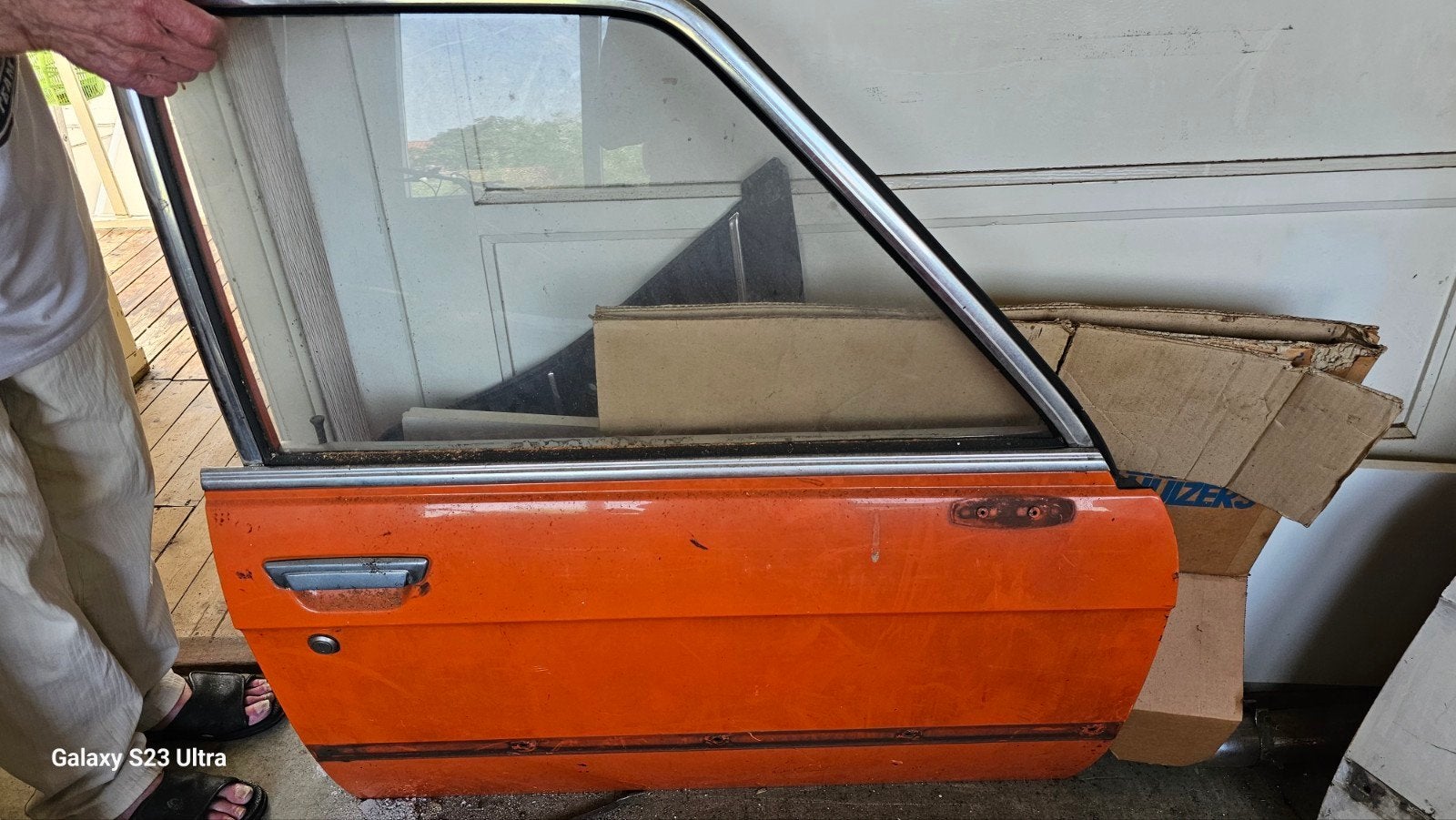 BMW 520 (E12) Deuren en Motorkap - Oranje/Wit, Gebruikt, Deur, Voor, Ophalen of Verzenden