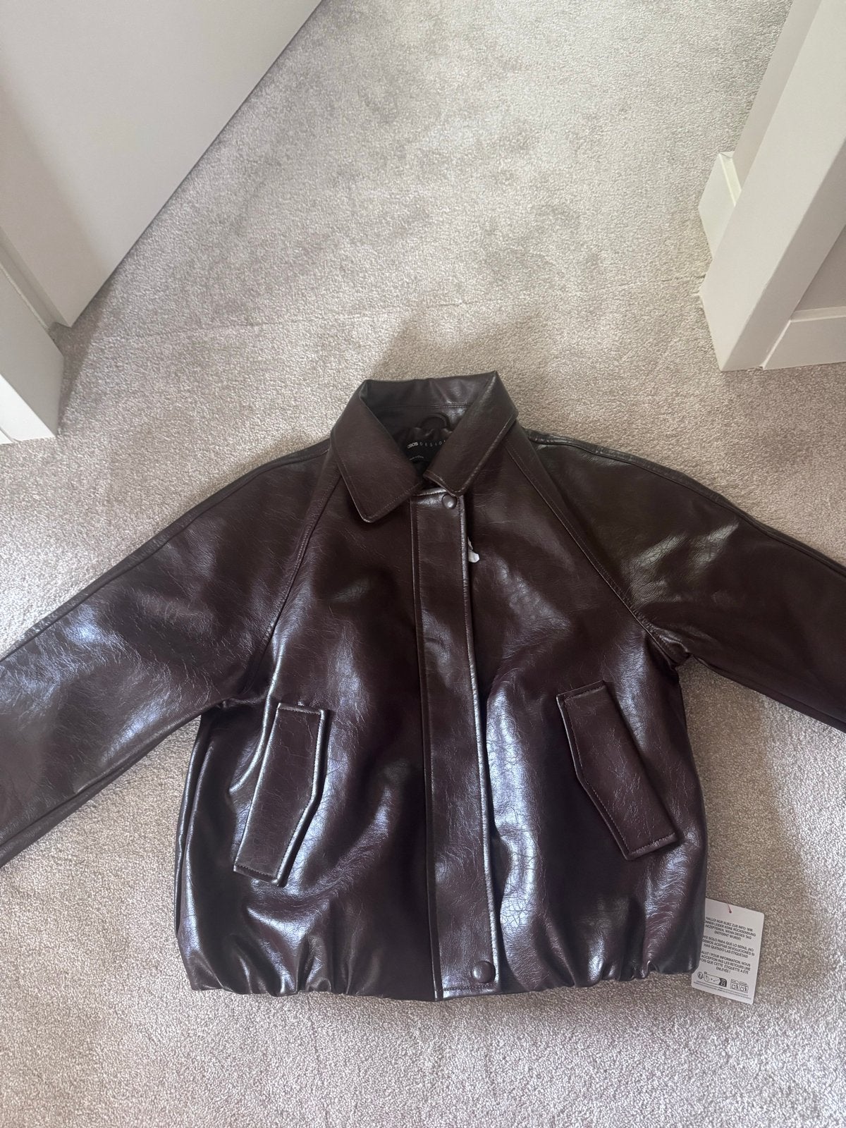 Leerlook bomberjack asos, Ophalen of Verzenden, Nieuw, Maat 34 (XS) of kleiner, Bruin