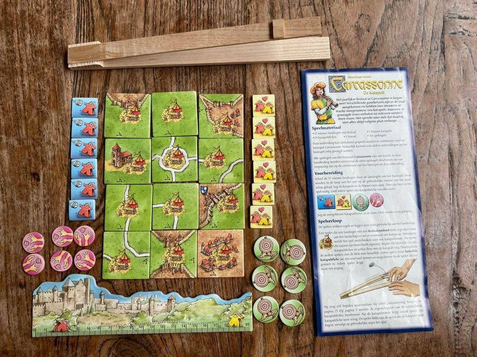 Carcassonne: De Katapult Uitbreiding -, Drie of vier spelers, Ophalen of Verzenden, Zo goed als nieuw
