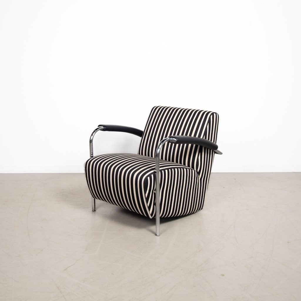 Leolux Scylla Laag Fauteuil Hoog Zwart/Wit  Sof, Huis en Inrichting, Niet ingevuld, Leolux, Minder dan 75 cm, Niet ingevuld