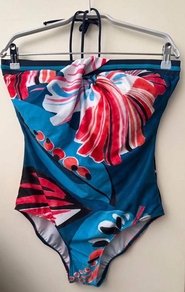 Nieuw Sunflair Strapless Badpak Maat 44 - Tropische Print, Ophalen of Verzenden, Zo goed als nieuw, Blauw, Badpak