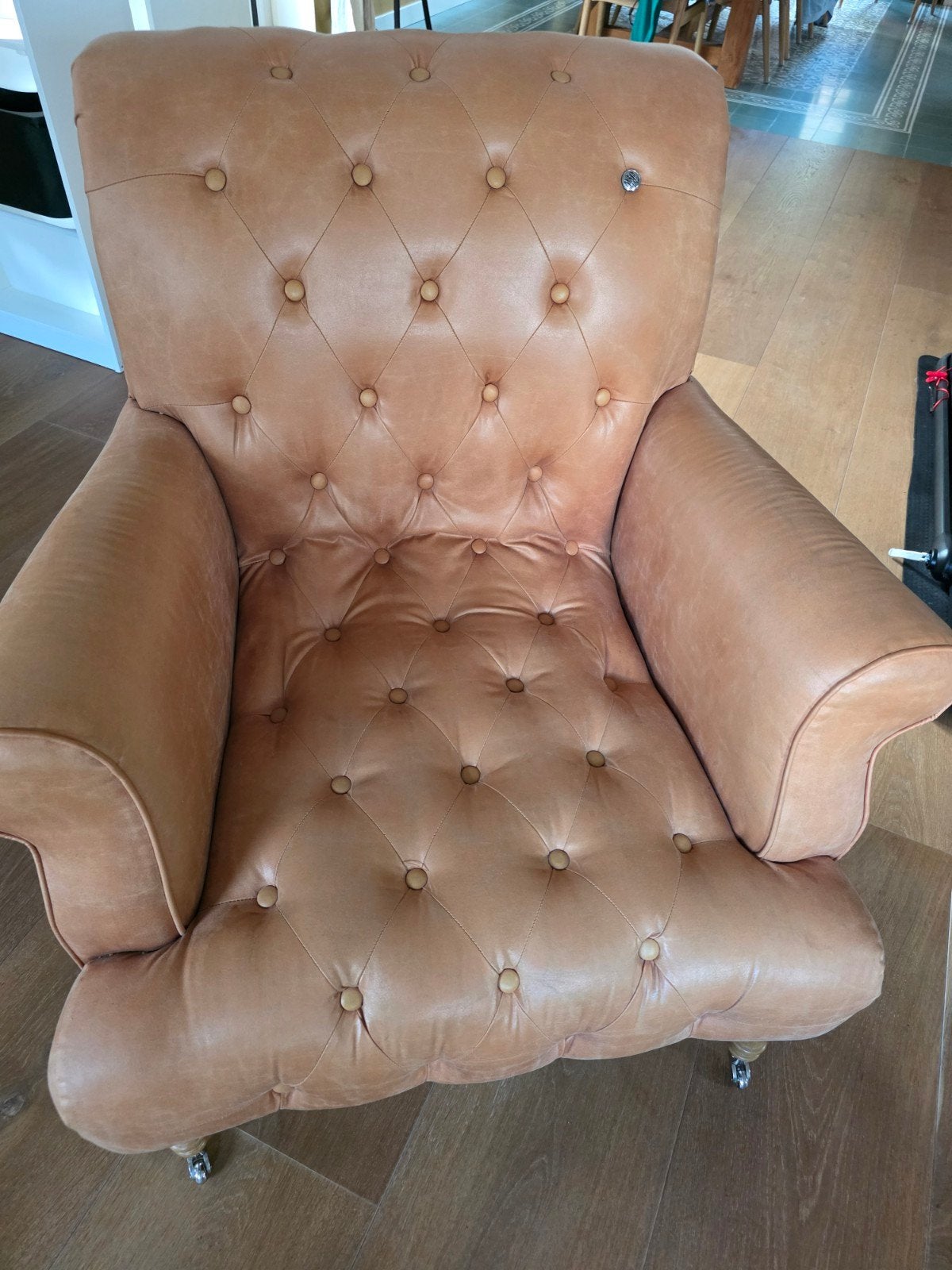 Riviera Maison leren fauteuil, Huis en Inrichting, Hout, 75 tot 100 cm, Ophalen of Verzenden, Zo goed als nieuw