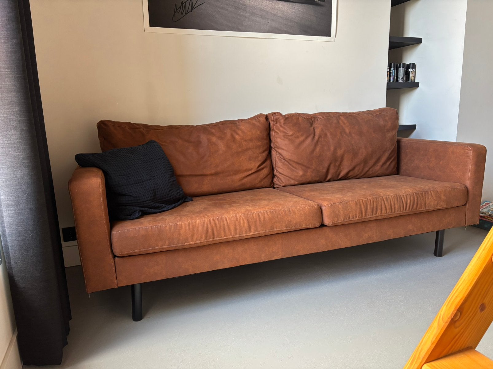 Bank 2,5 zits cognac (goede staat!), Ophalen, Overige maten, 75 tot 100 cm, Zo goed als nieuw