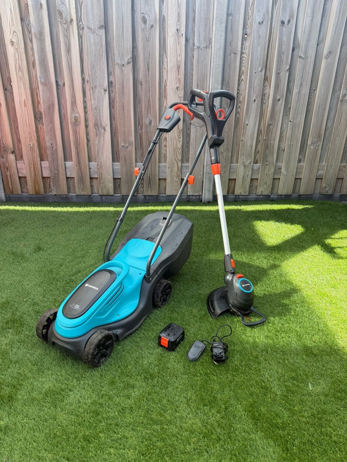 Gardena Accu Grasmaaier Powermax 30/18V & Comfortcut 23/18V, Ophalen, Cirkelmaaier, Gebruikt, Accu-grasmaaier