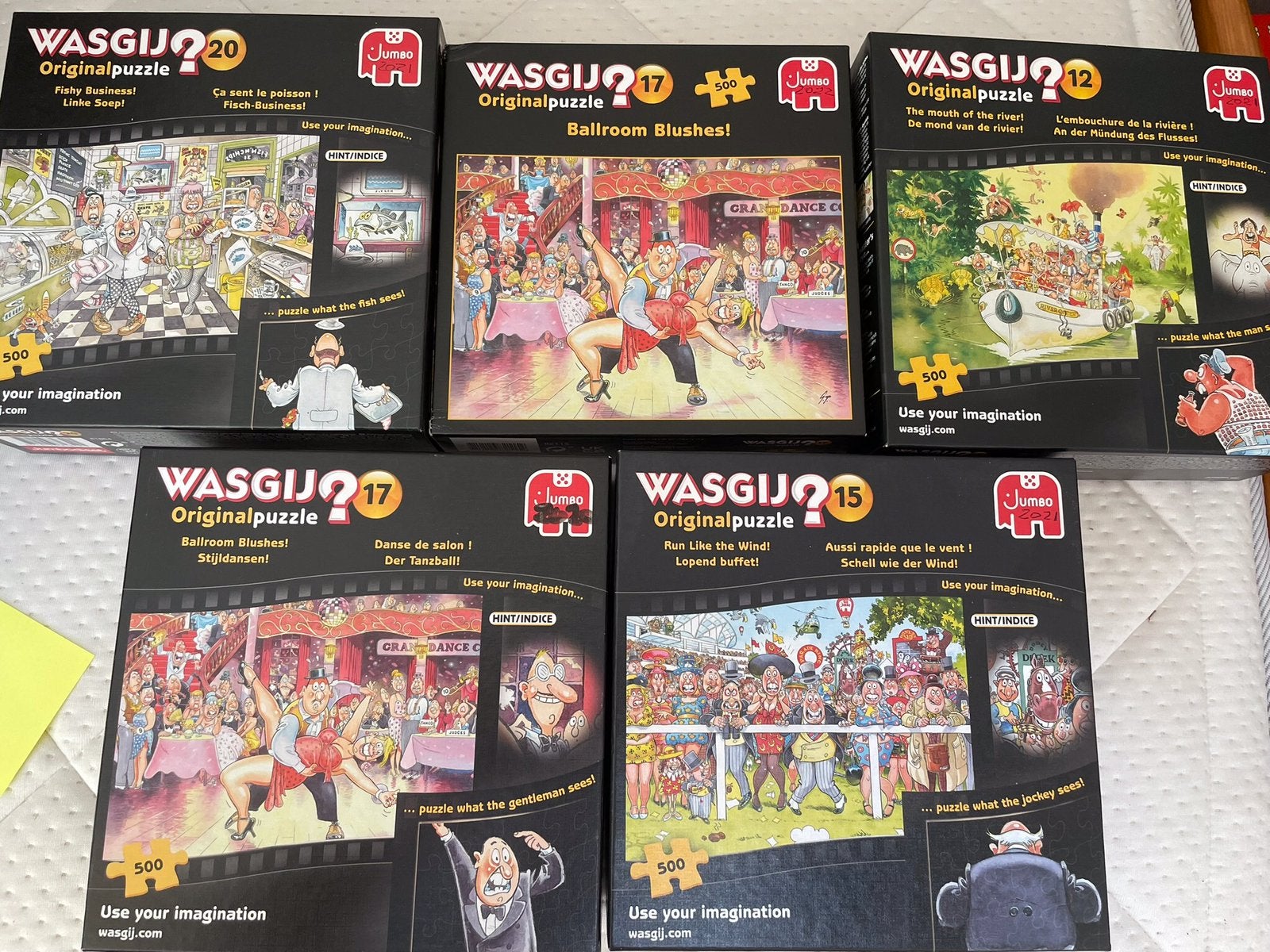 Grote set wasgij puzzels 500 en 950 stukjes, Ophalen, 500 t/m 1500 stukjes, Zo goed als nieuw